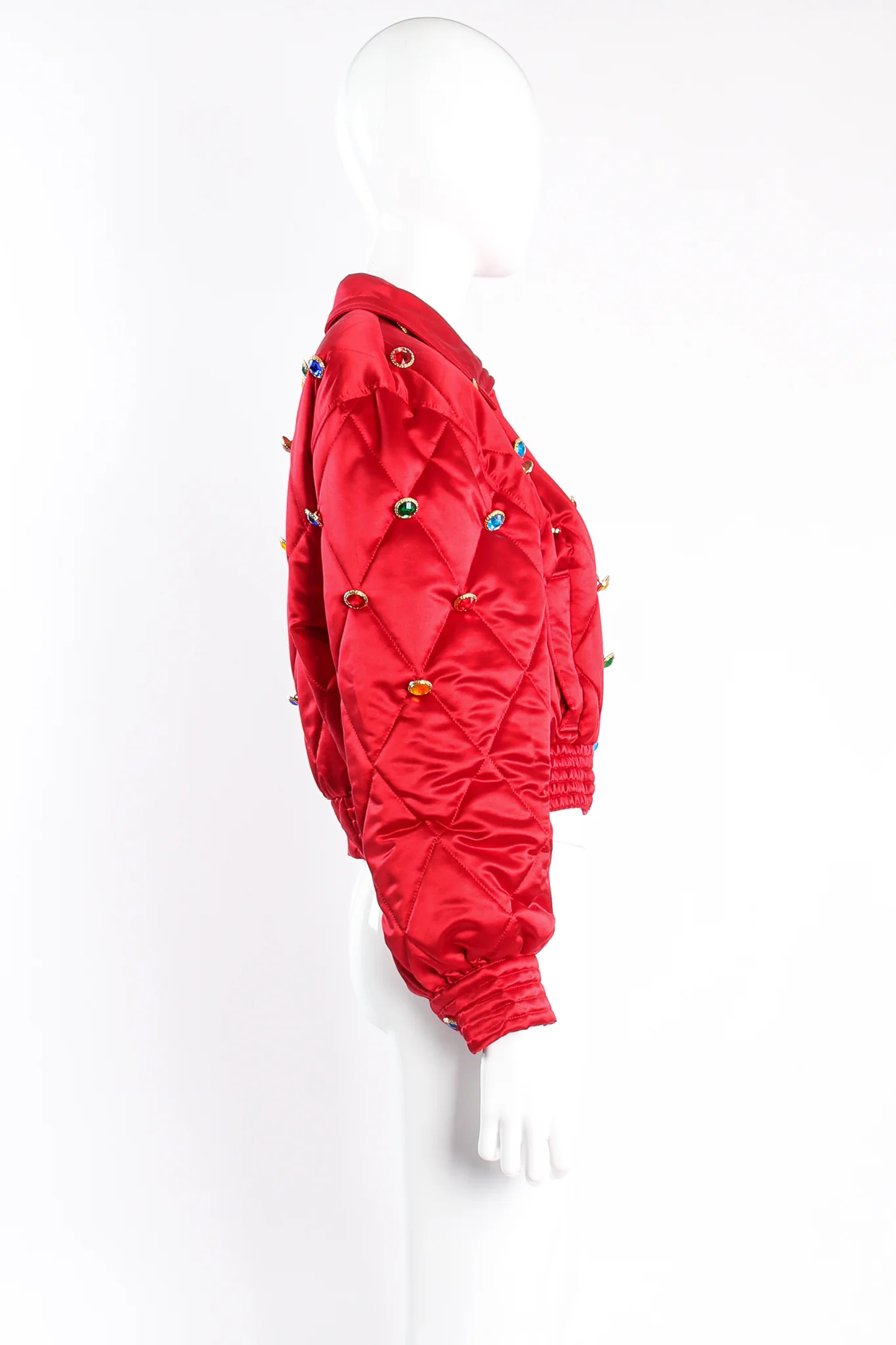 Rainbow Jewel Quilted Satin Bomber - Image 3