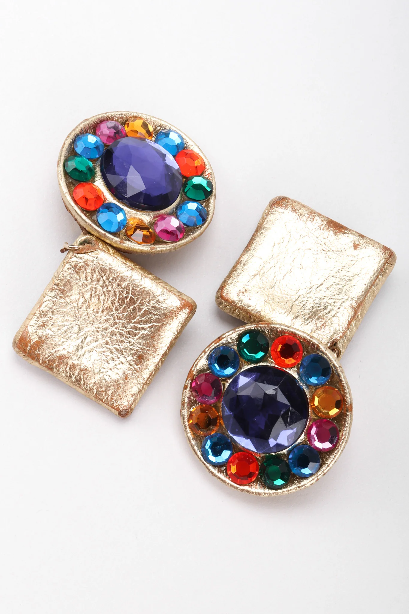 Rainbow Leather Lamé Earrings - Image 8