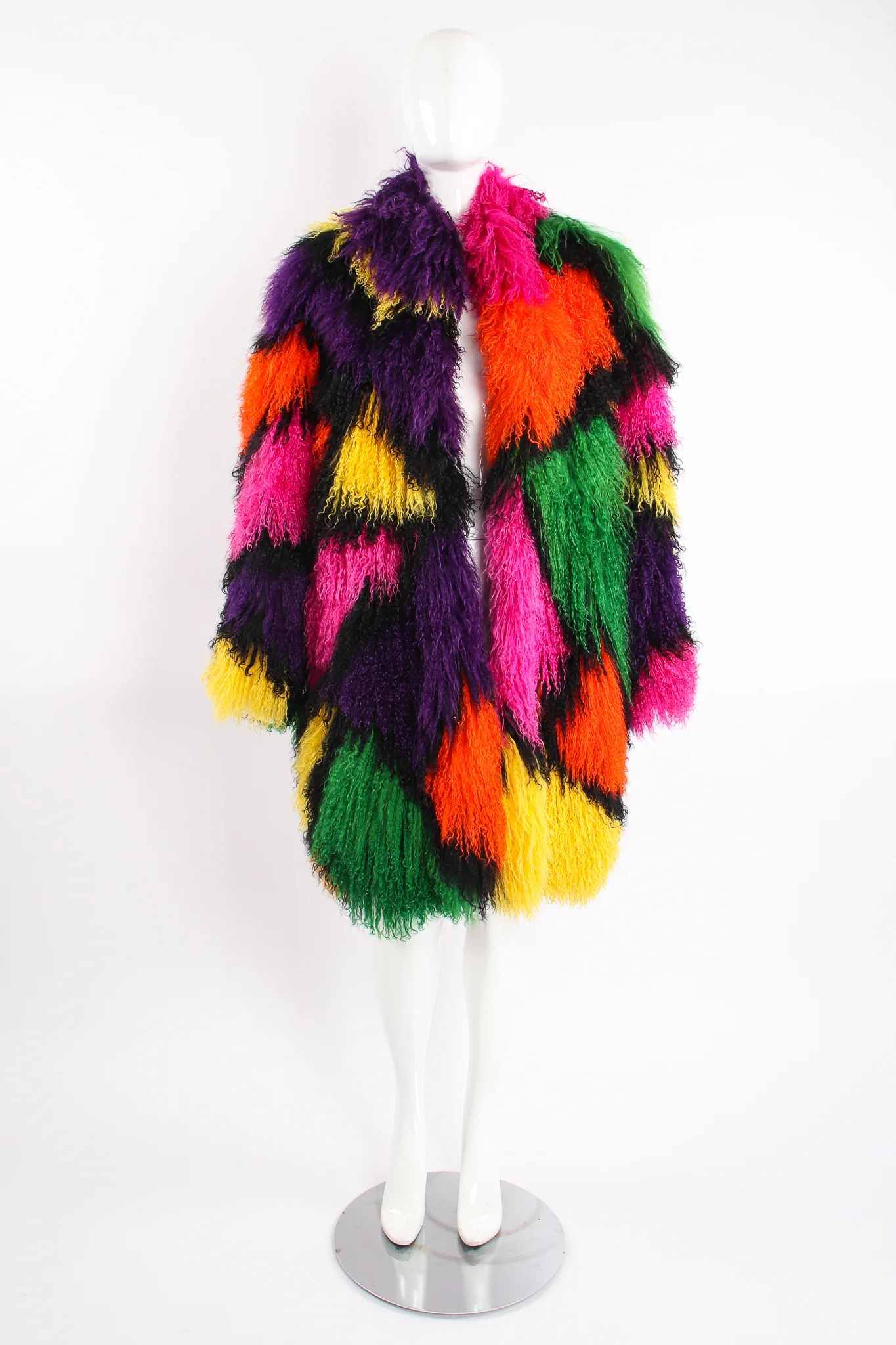 Rainbow Mosaic Mongolian Fur Coat - Image 13