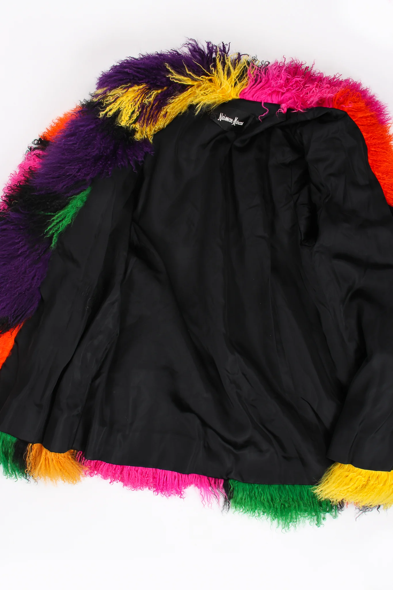 Rainbow Mosaic Mongolian Fur Coat - Image 19