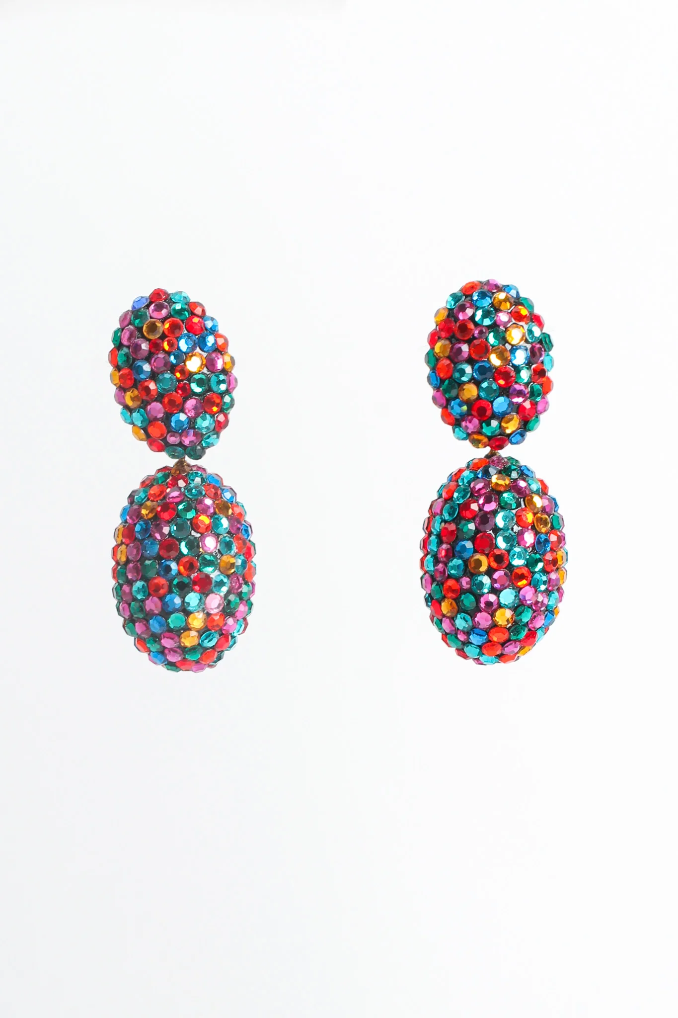 Rainbow Oval Egg Drop Earrings