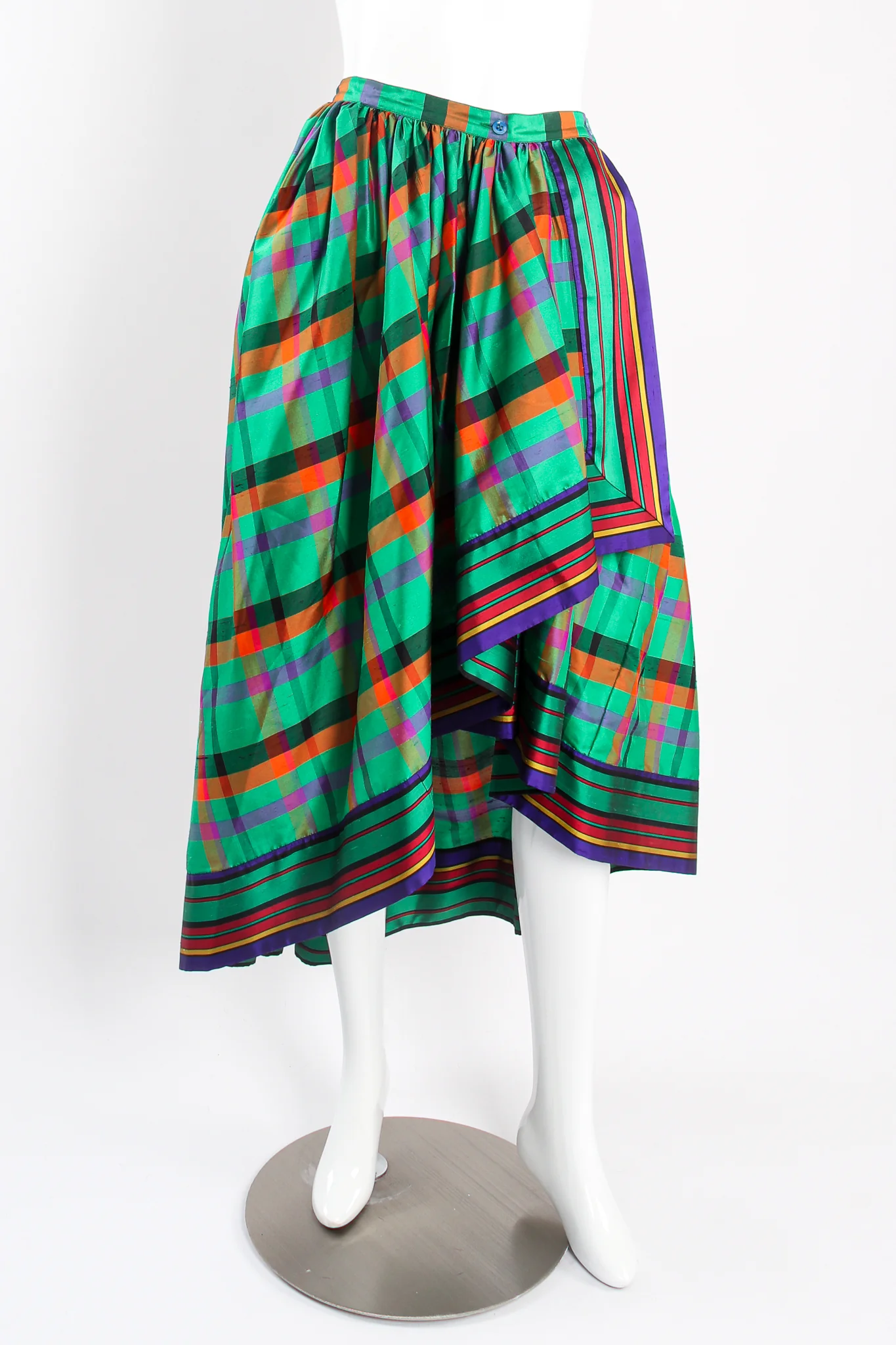 Rainbow Plaid Silk Dress & Skirt Set - Image 15