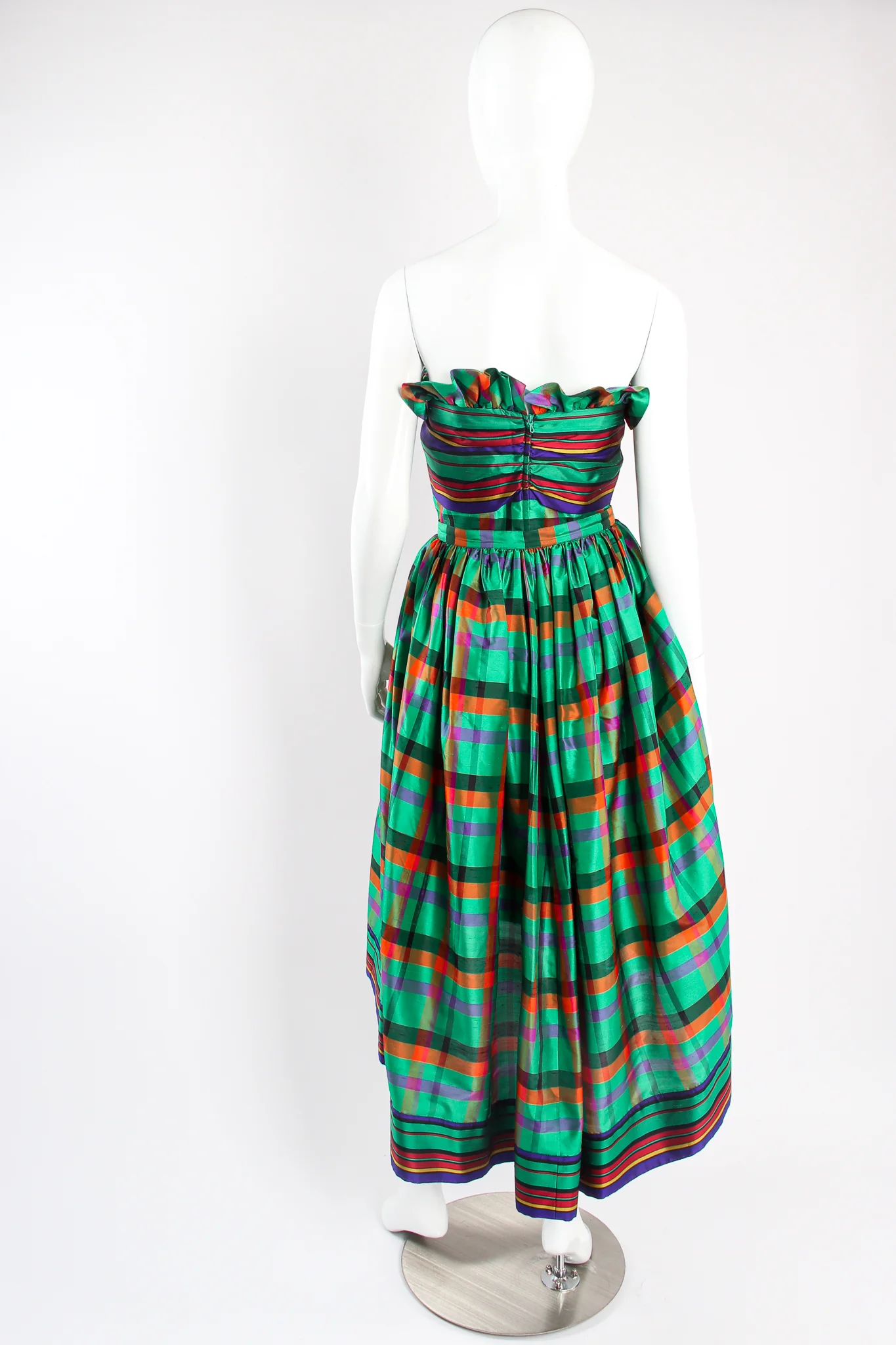 Rainbow Plaid Silk Dress & Skirt Set - Image 7