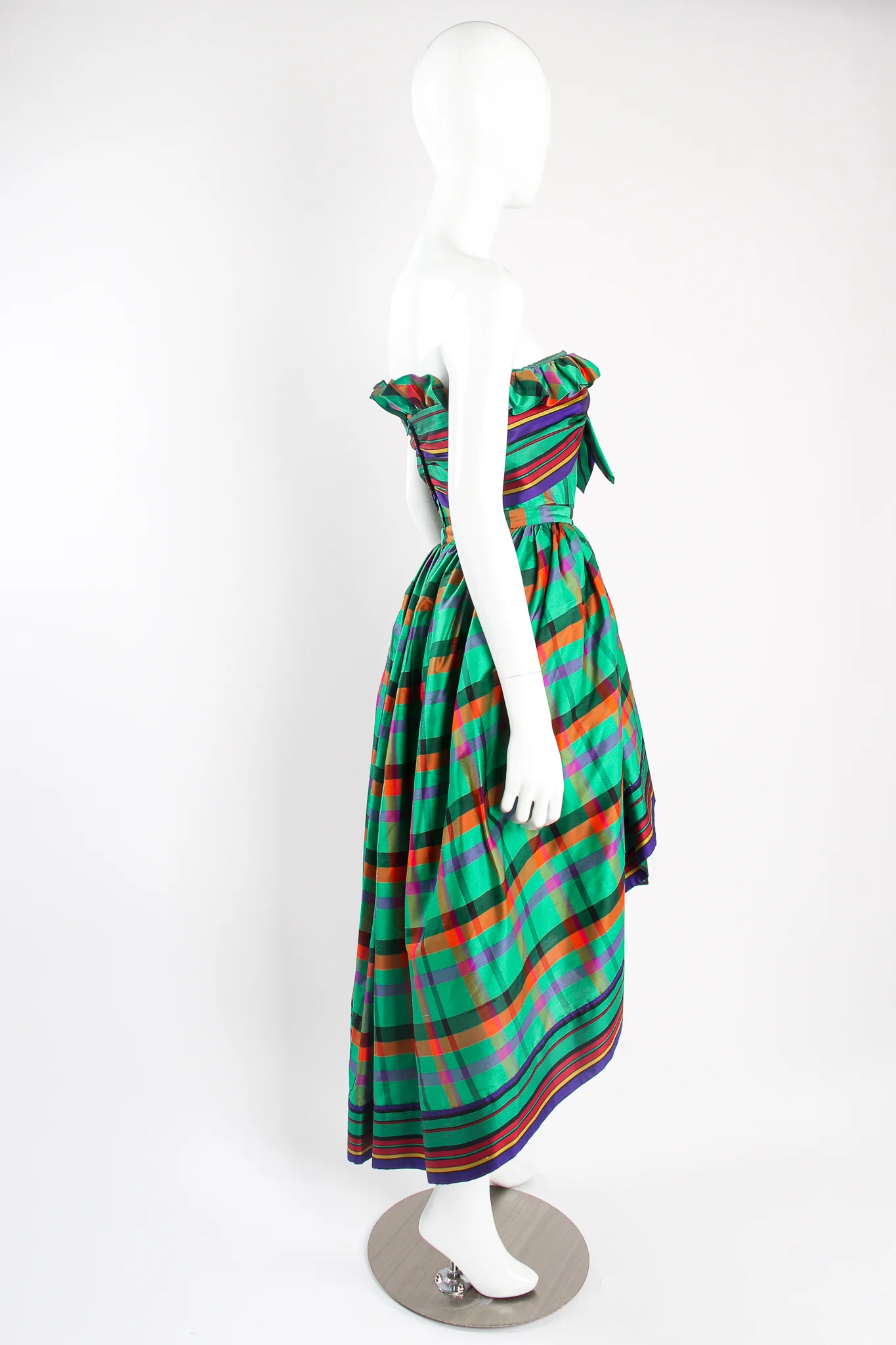 Rainbow Plaid Silk Dress & Skirt Set - Image 8