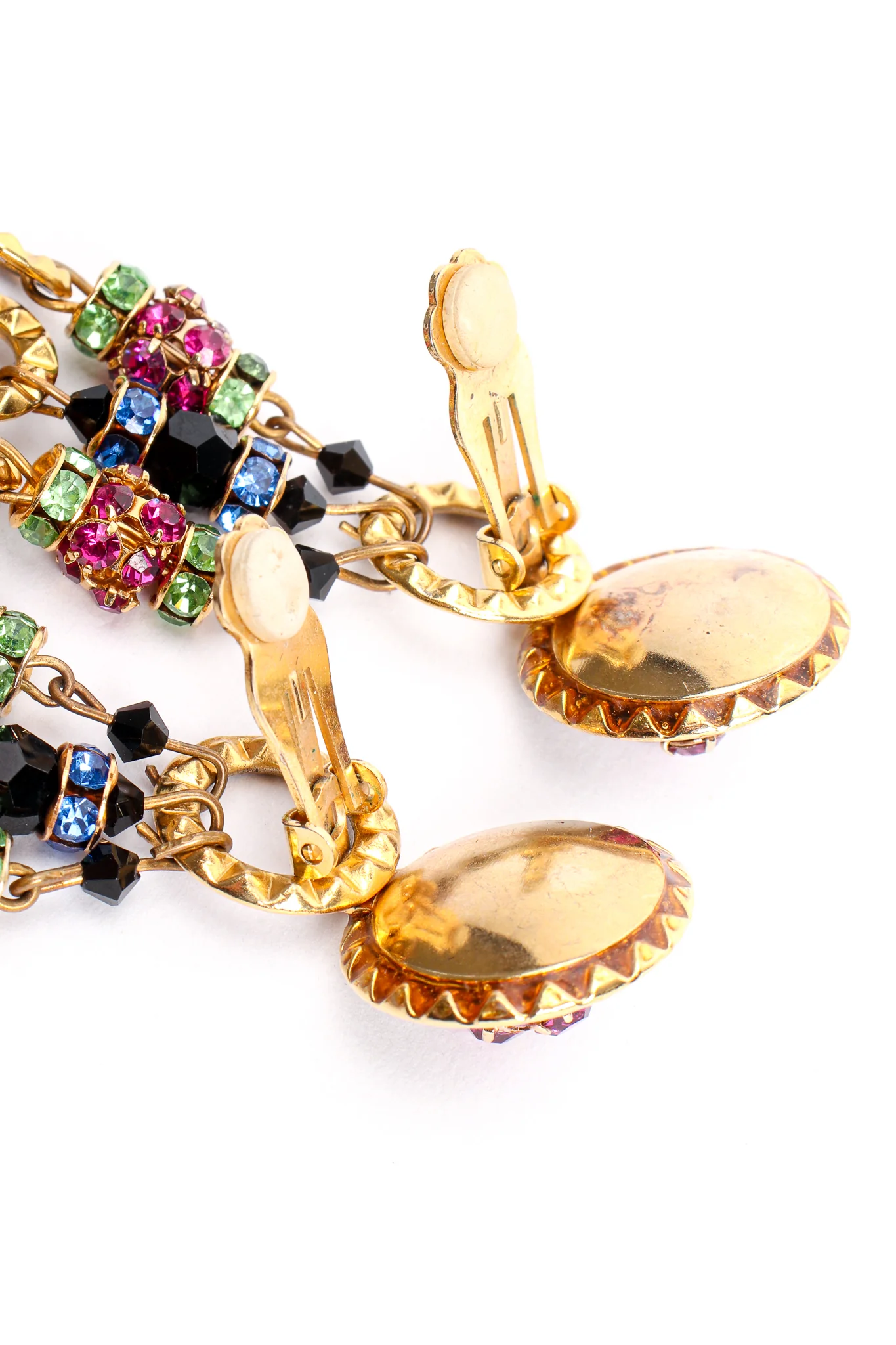 Rainbow Rhinestone Ball 3-Strand Earrings - Image 11