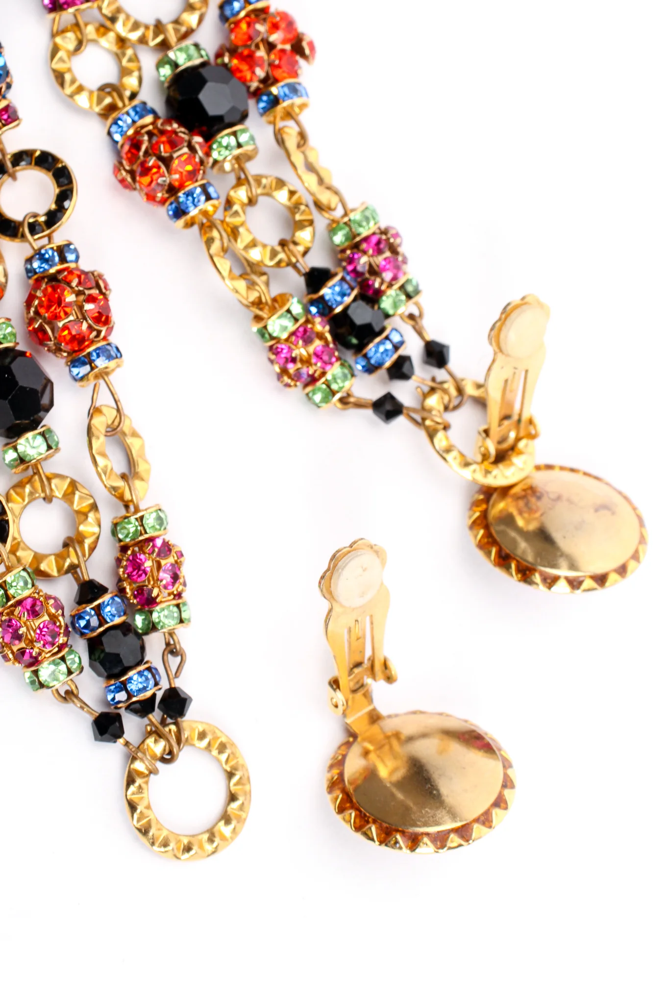 Rainbow Rhinestone Ball 3-Strand Earrings - Image 12
