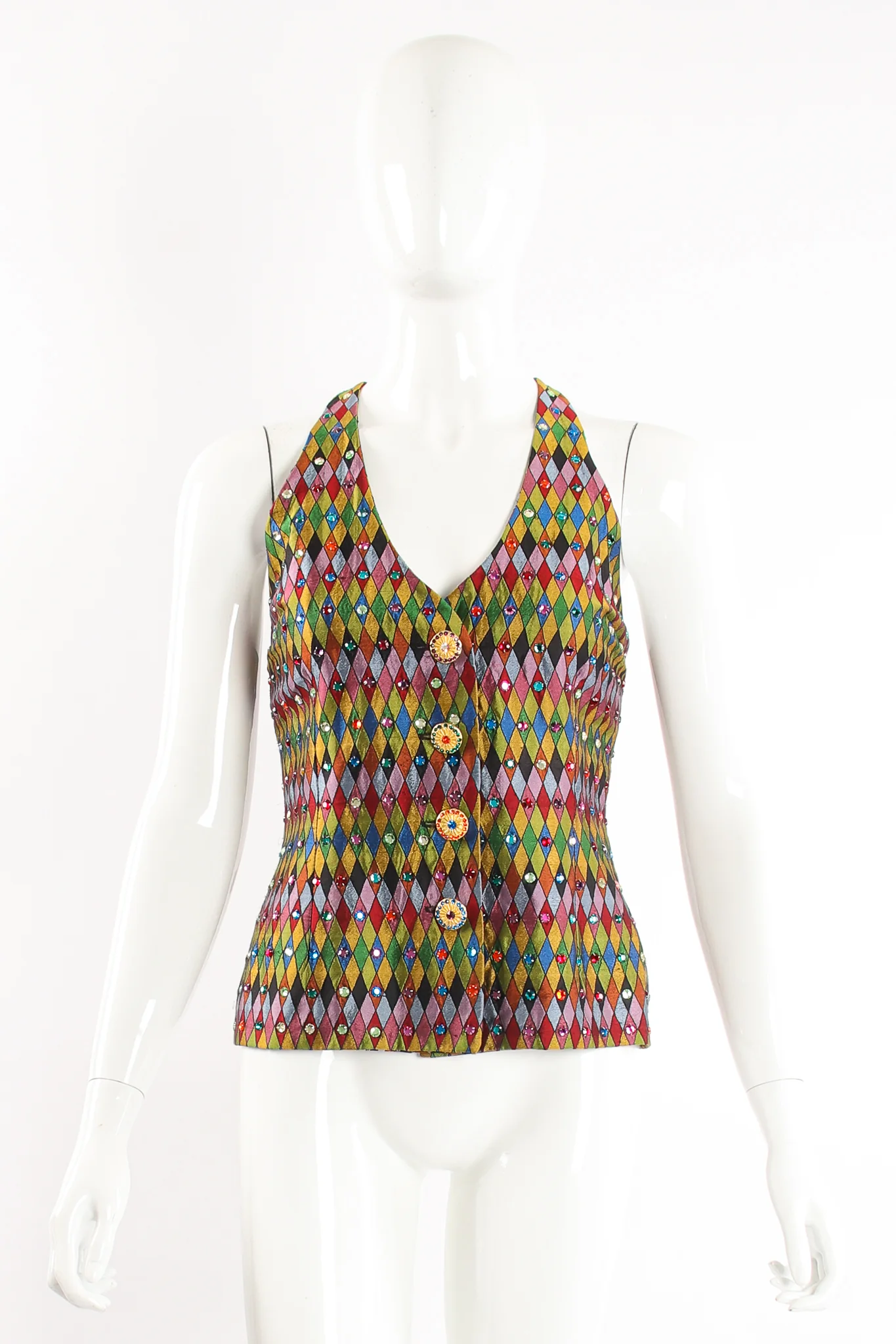 Rainbow Rhinestone Harlequin Vest - Image 4