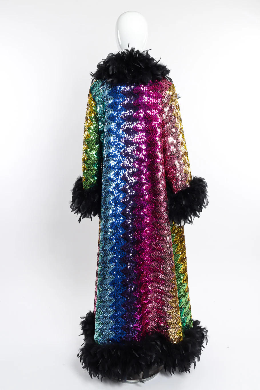 Rainbow Sequin Feather Coat