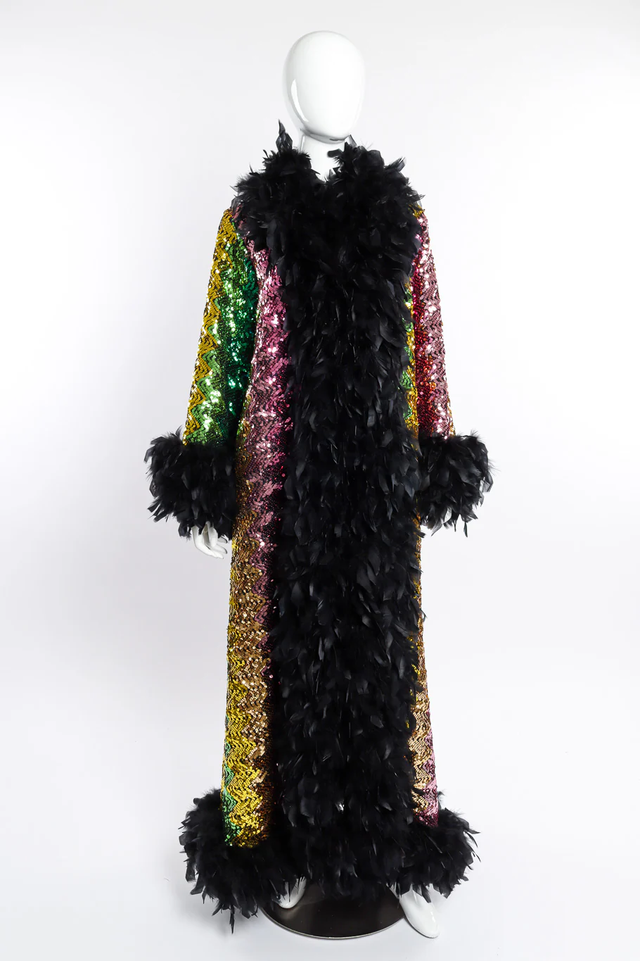 Rainbow Sequin Feather Coat - Image 2