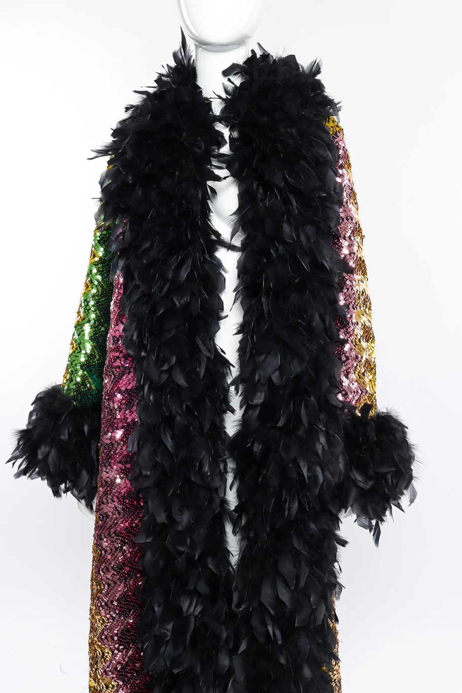 Rainbow Sequin Feather Coat - Image 3