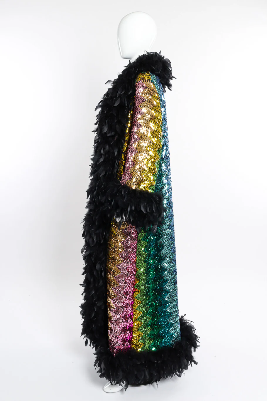 Rainbow Sequin Feather Coat - Image 4