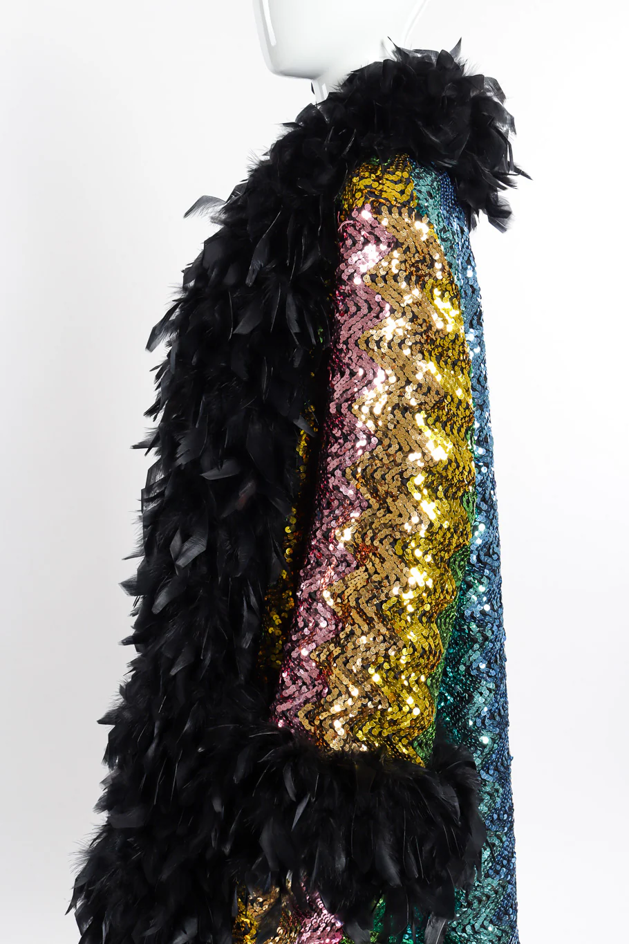 Rainbow Sequin Feather Coat - Image 5