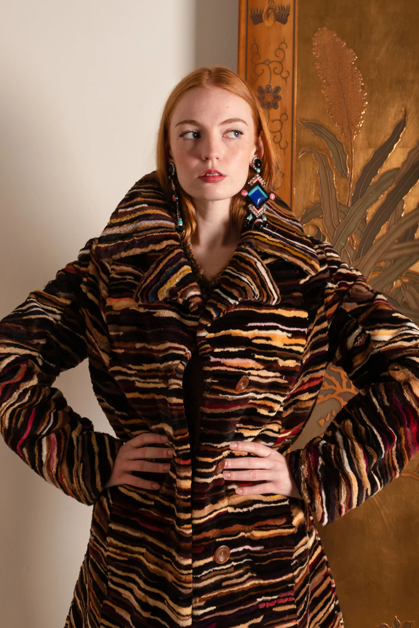 Zebrawood Stripe Fur Coat - Image 2