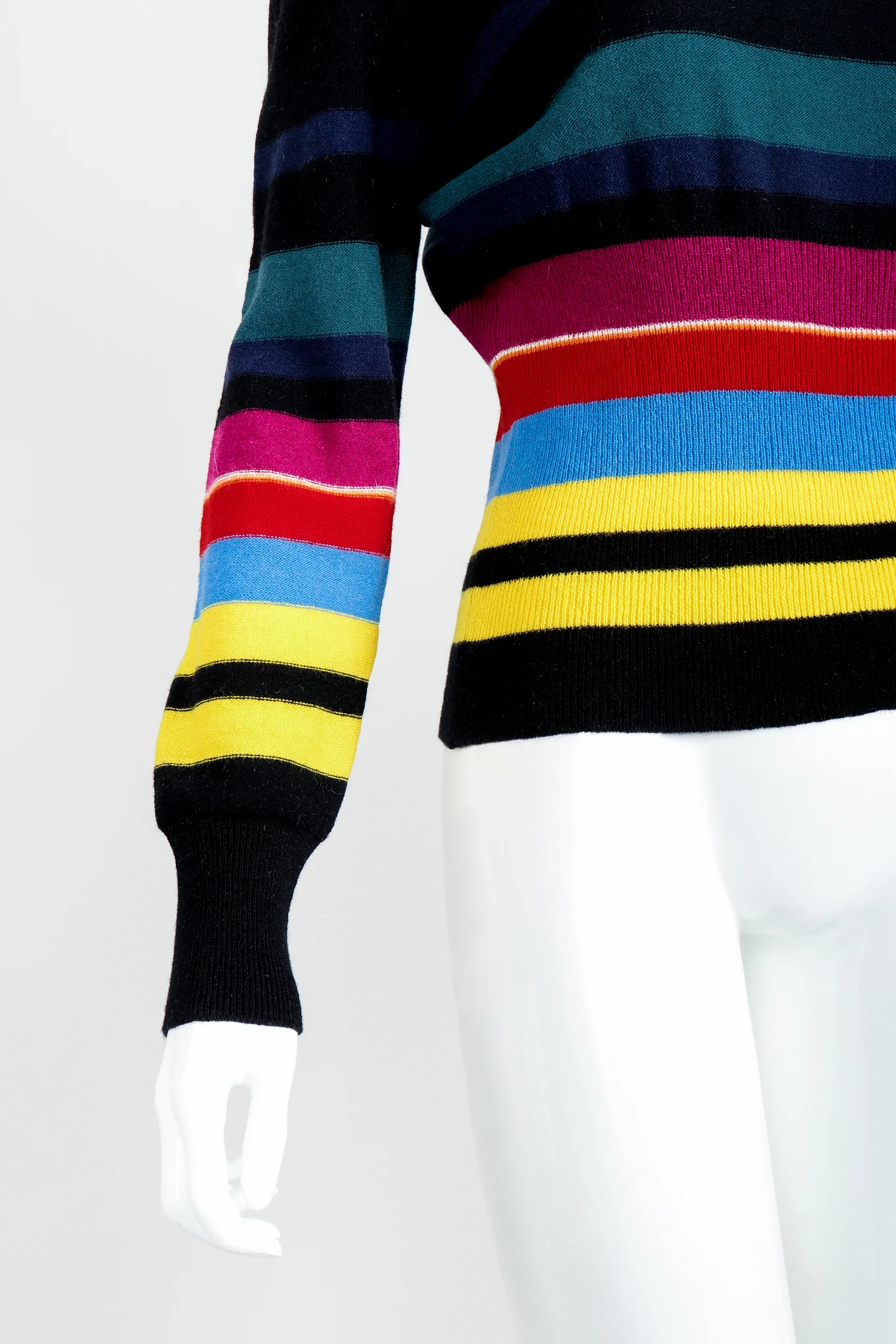 Rainbow Striped Knit Bow Sweater - Image 3