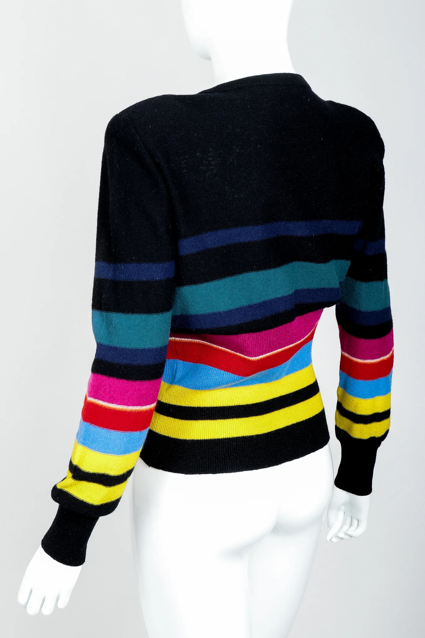 Rainbow Striped Knit Bow Sweater - Image 5