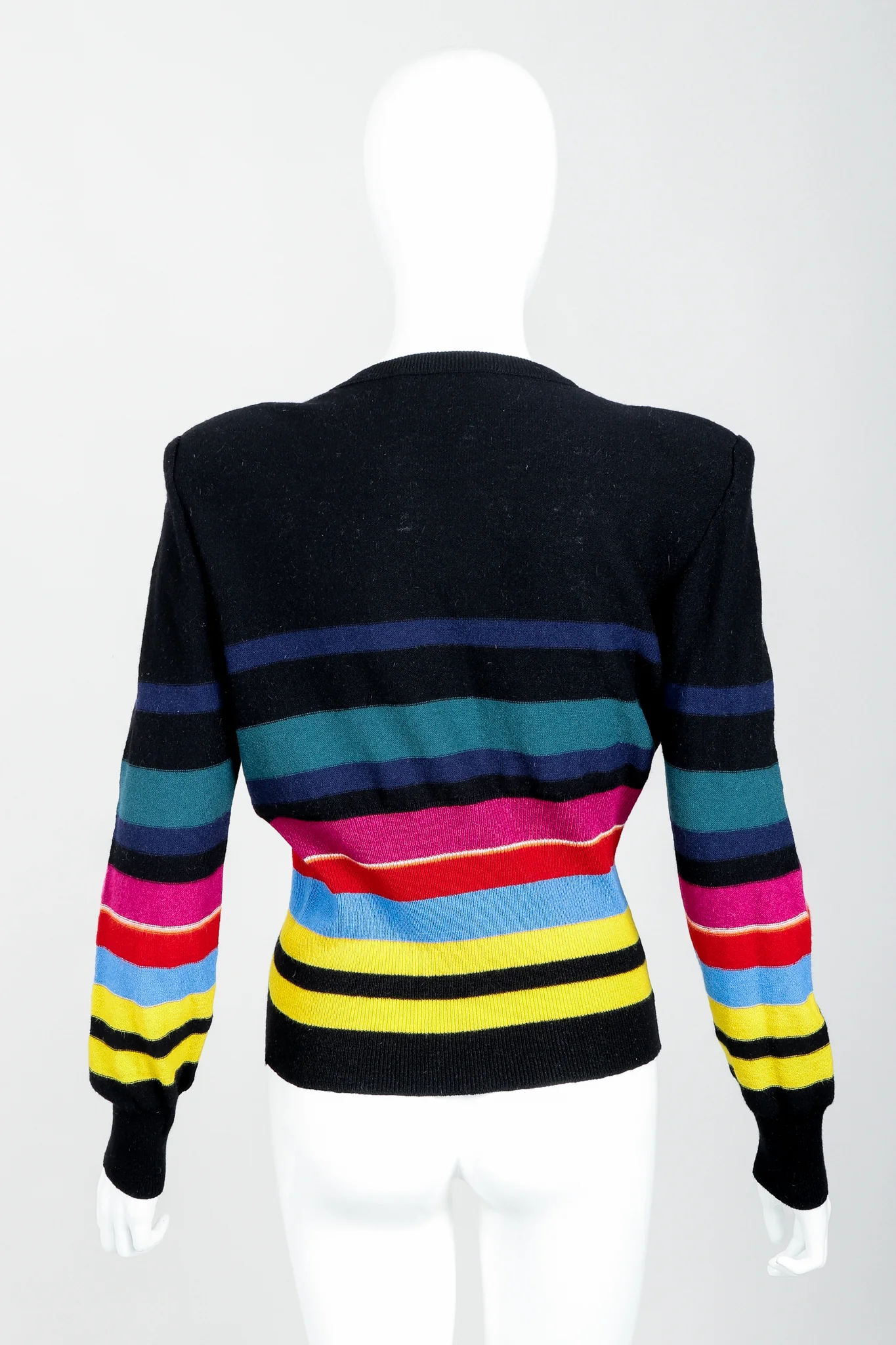 Rainbow Striped Knit Bow Sweater - Image 6