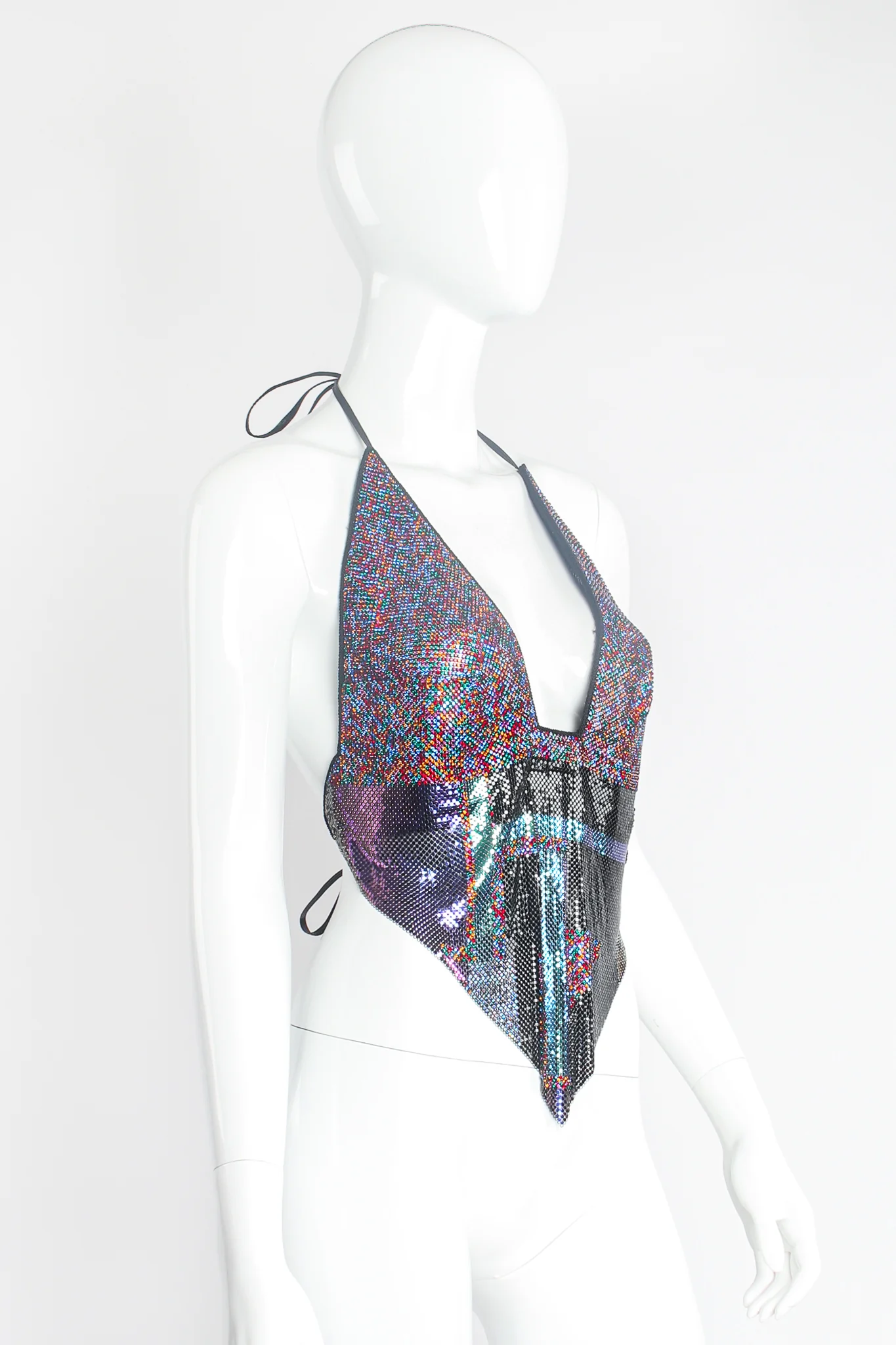 Rainbow Swarovski Crystal Metal Mesh Halter - Image 3
