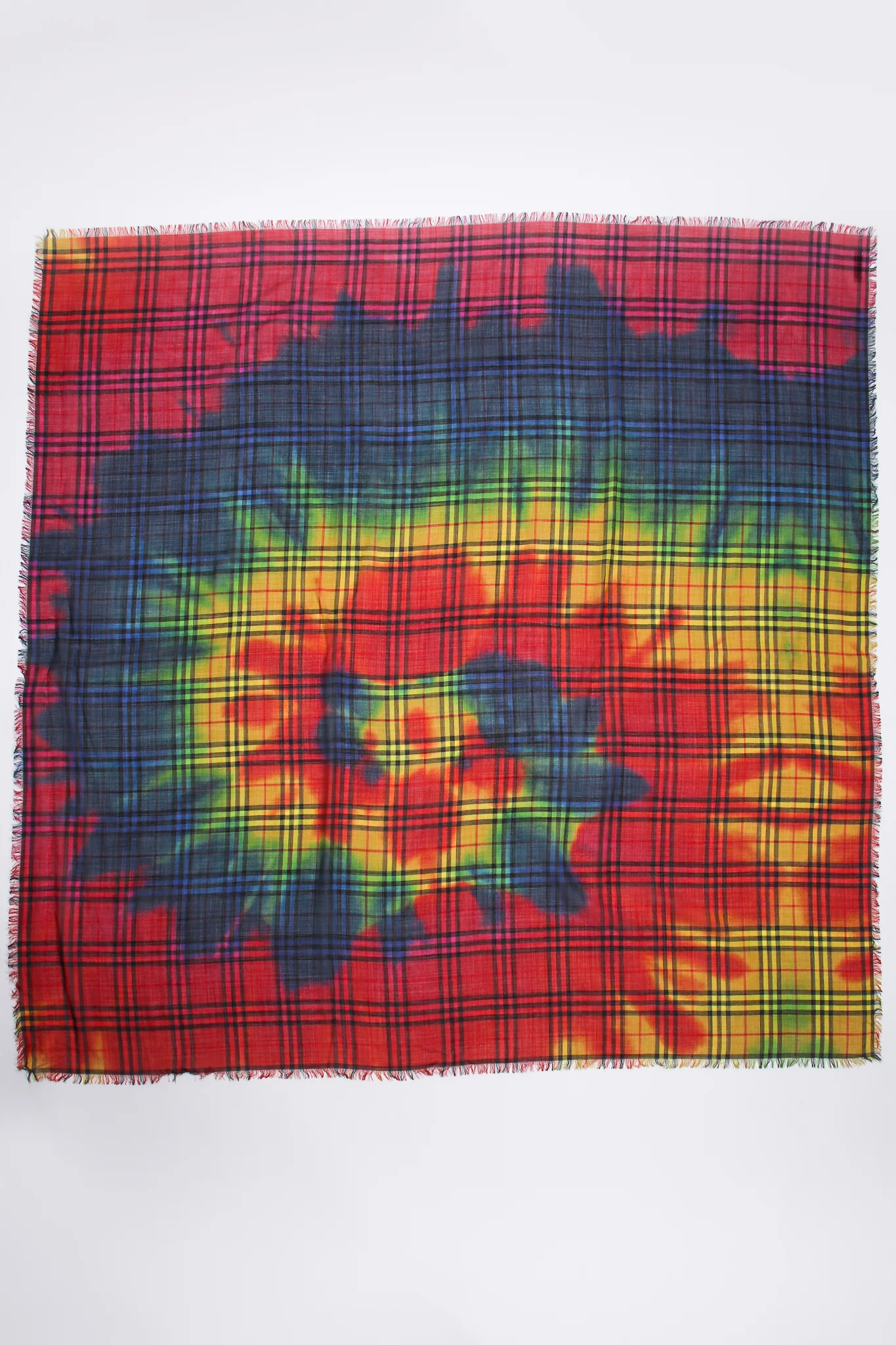 Rainbow Tie Dye Plaid Scarf - Image 3