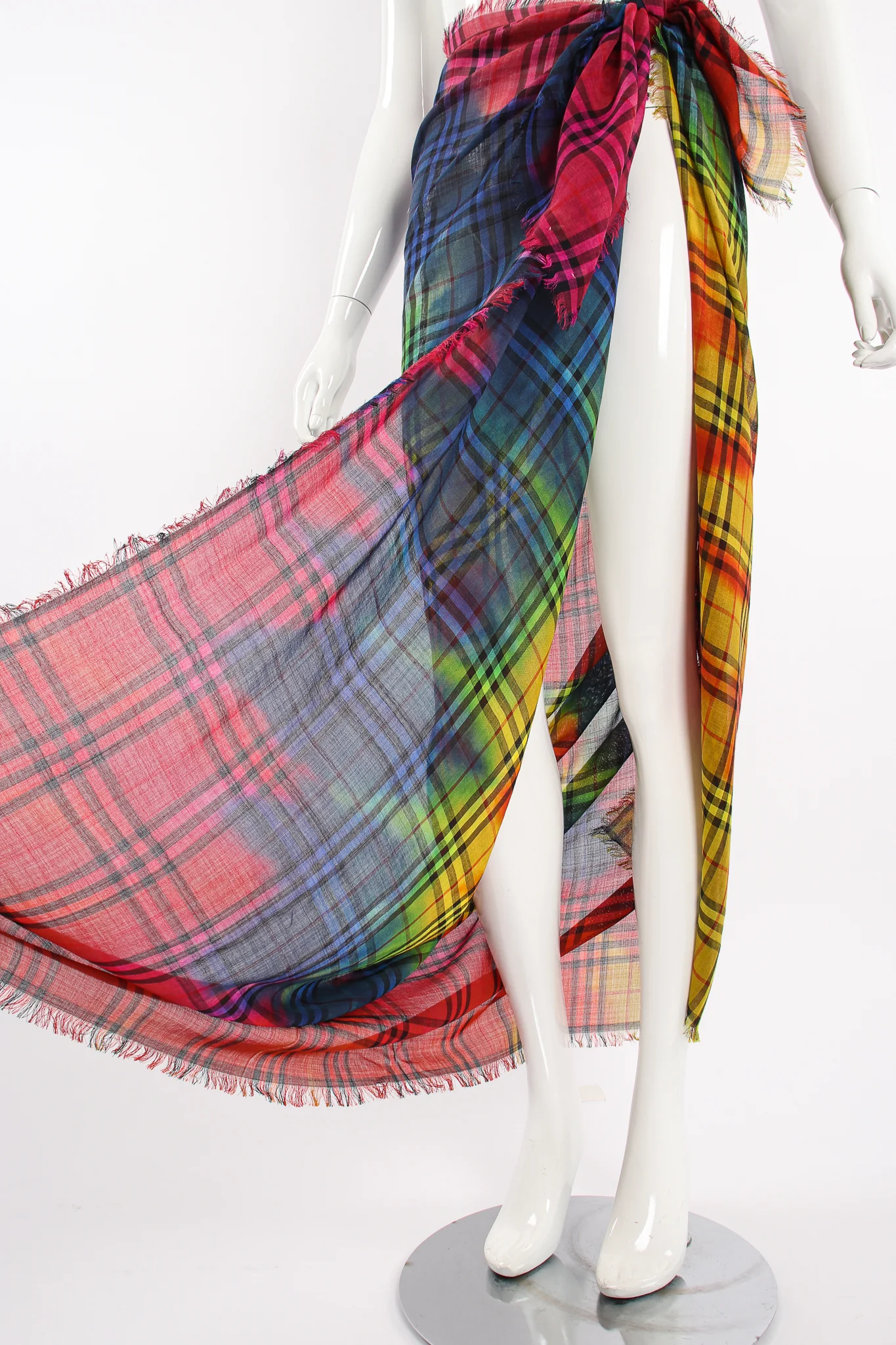 Rainbow Tie Dye Plaid Scarf - Image 7