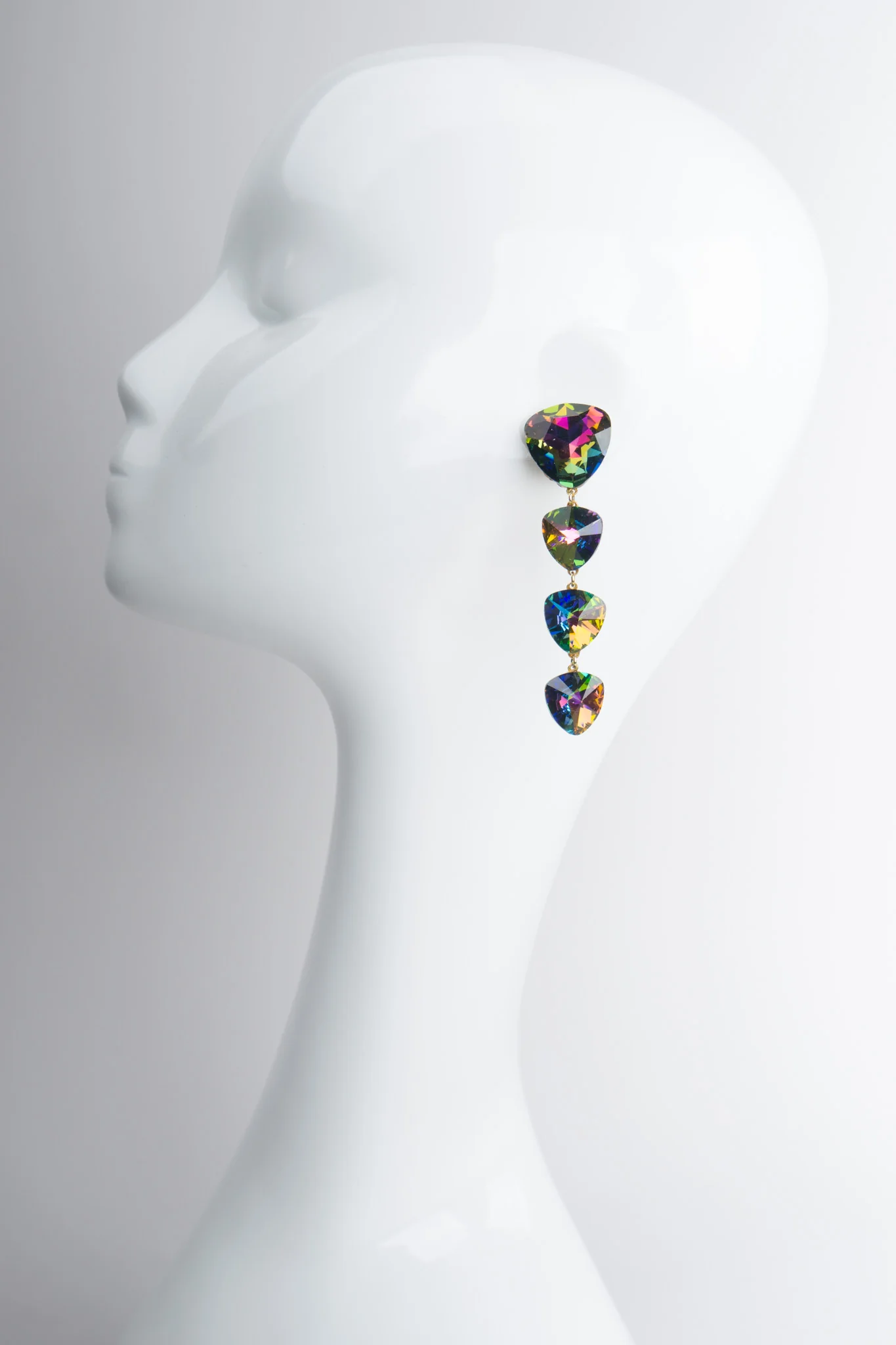 Rainbow Trillion Drop Earrings
