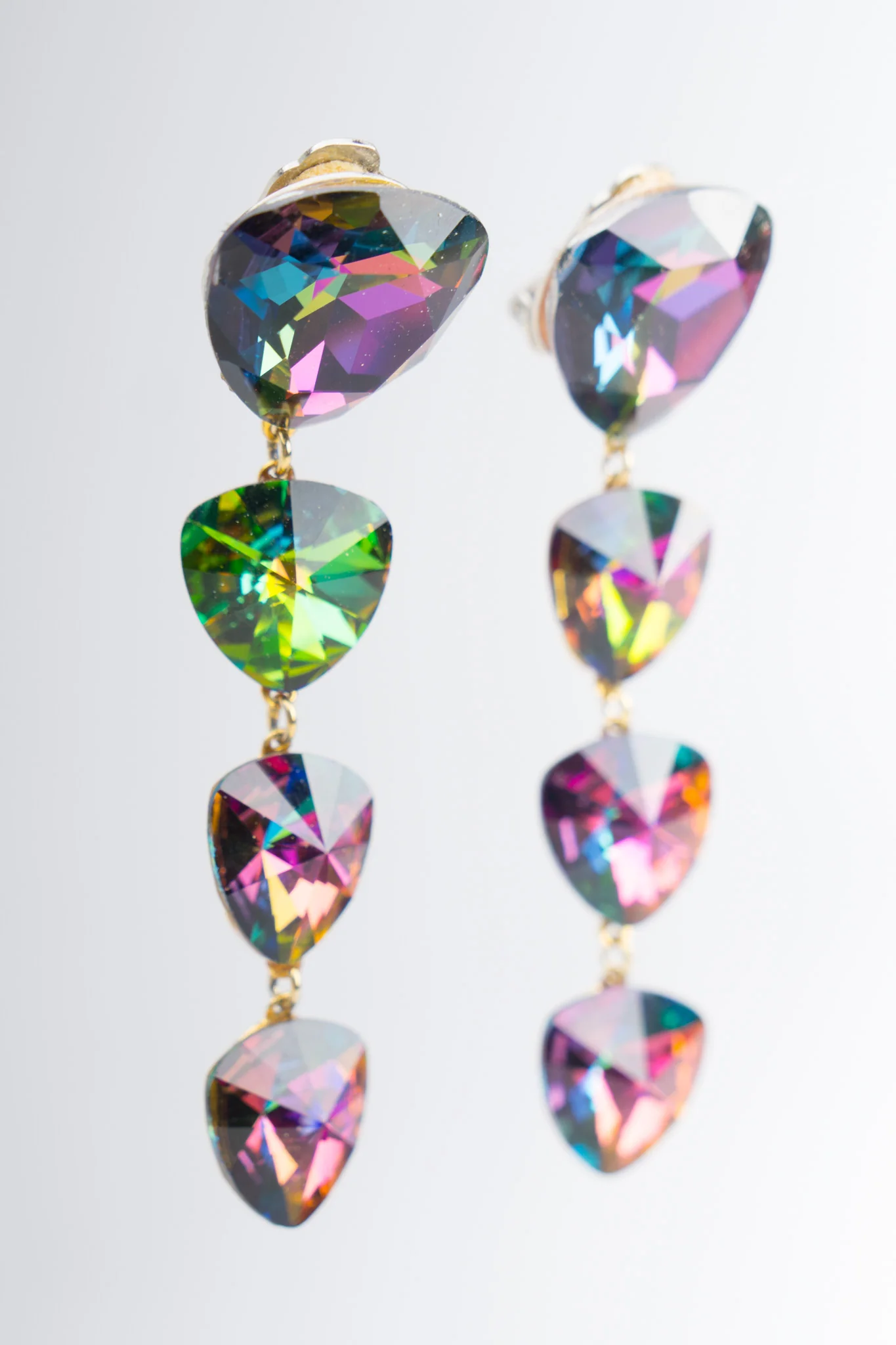 Rainbow Trillion Drop Earrings - Image 4