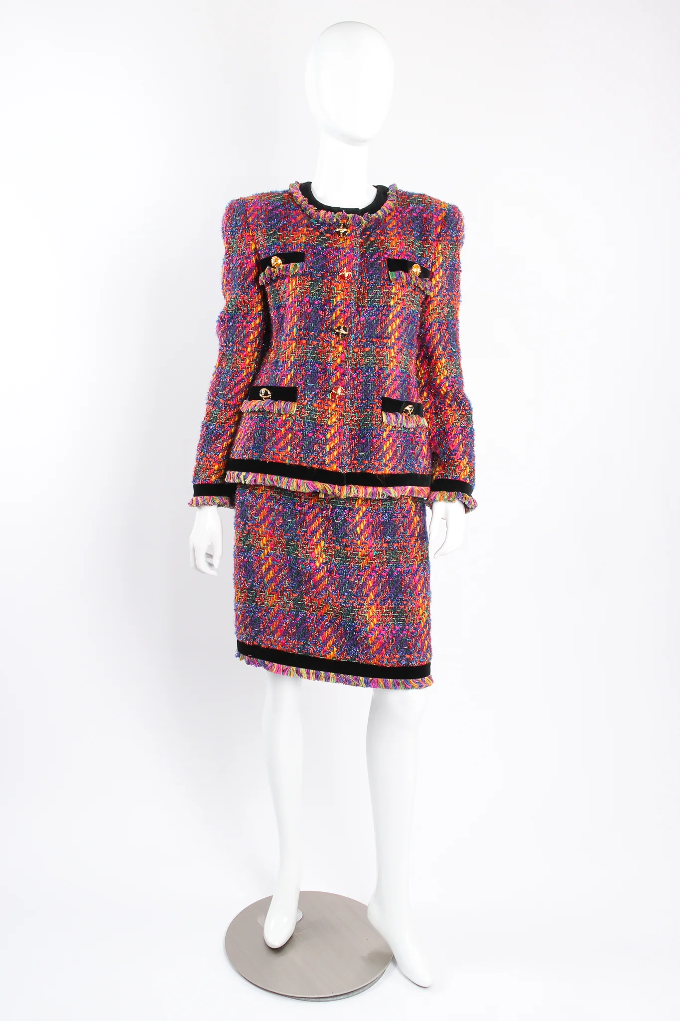 Hot Rainbow Tweed Jacket & Skirt Set - Image 2