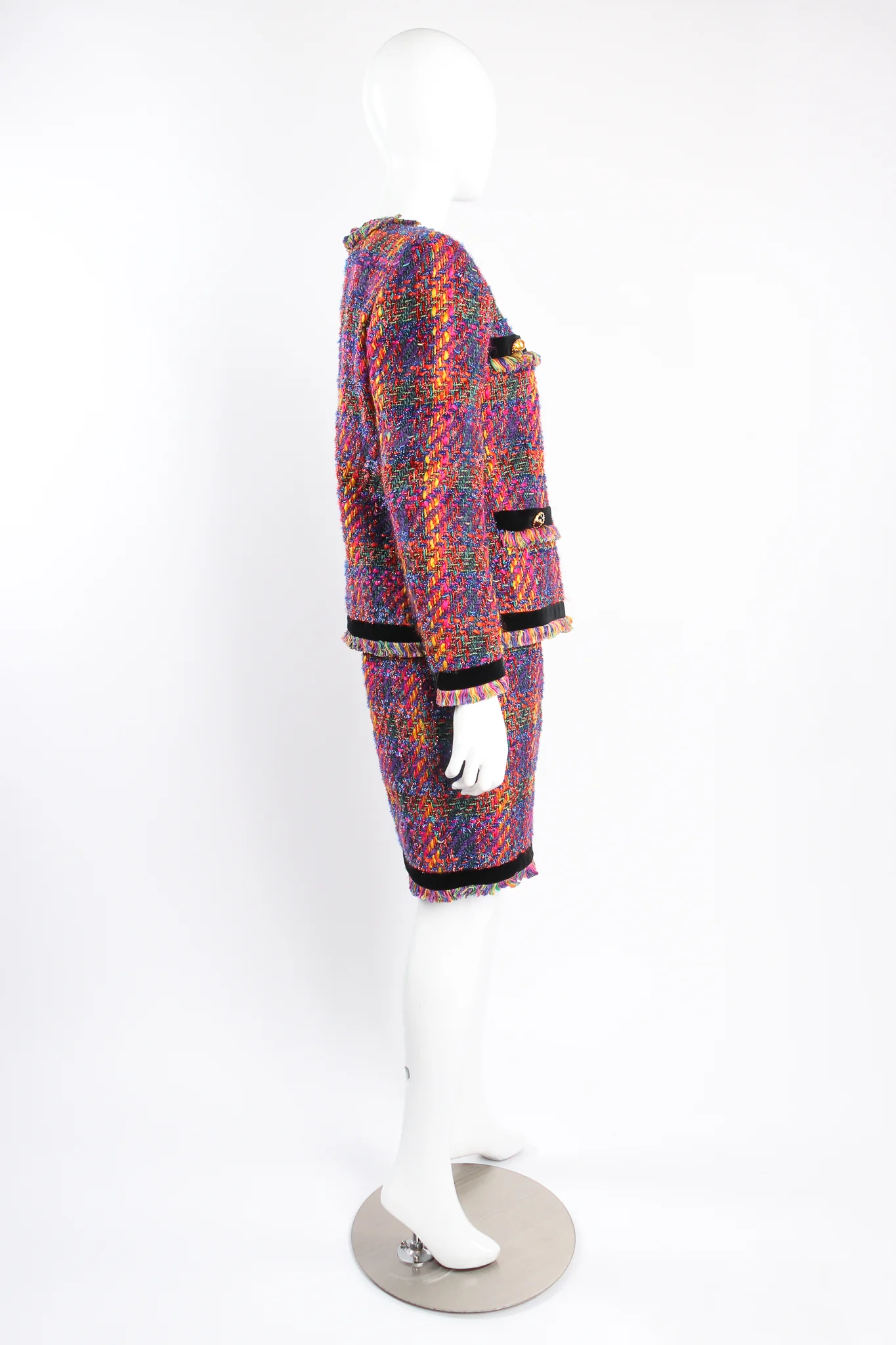 Hot Rainbow Tweed Jacket & Skirt Set - Image 3