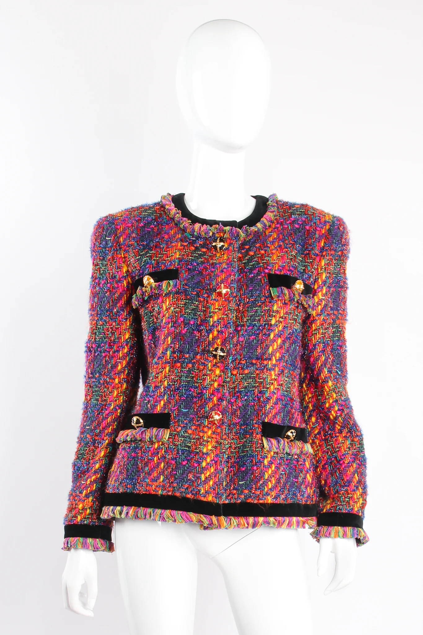 Hot Rainbow Tweed Jacket & Skirt Set - Image 5
