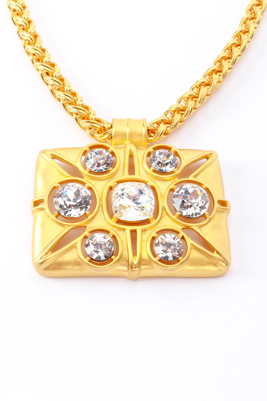 Rectangle Rhinestone Pendant Necklace - Image 4