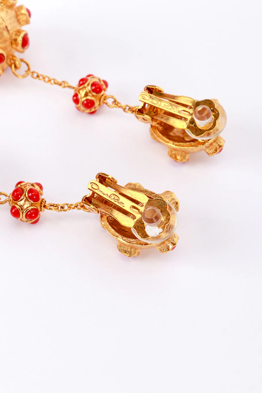 Red Atomic Ball Drop Earrings - Image 5