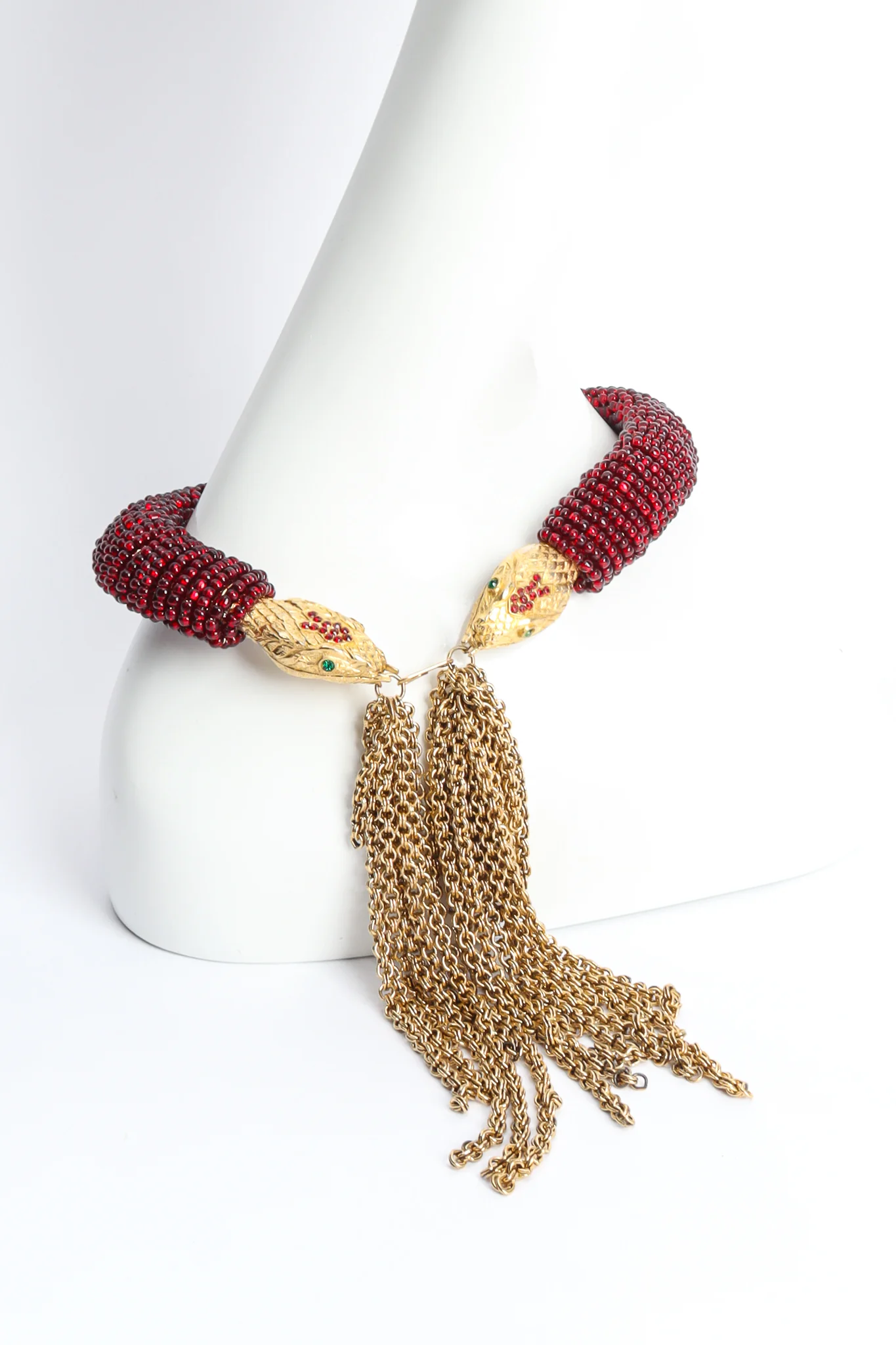Red Beaded Snake Chain Collar - Image 3