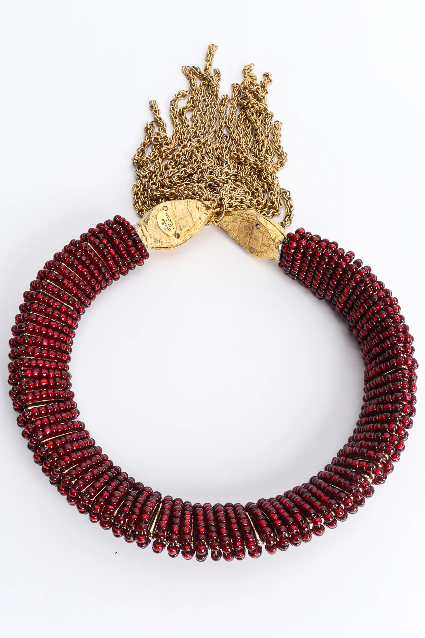 Red Beaded Snake Chain Collar - Image 9