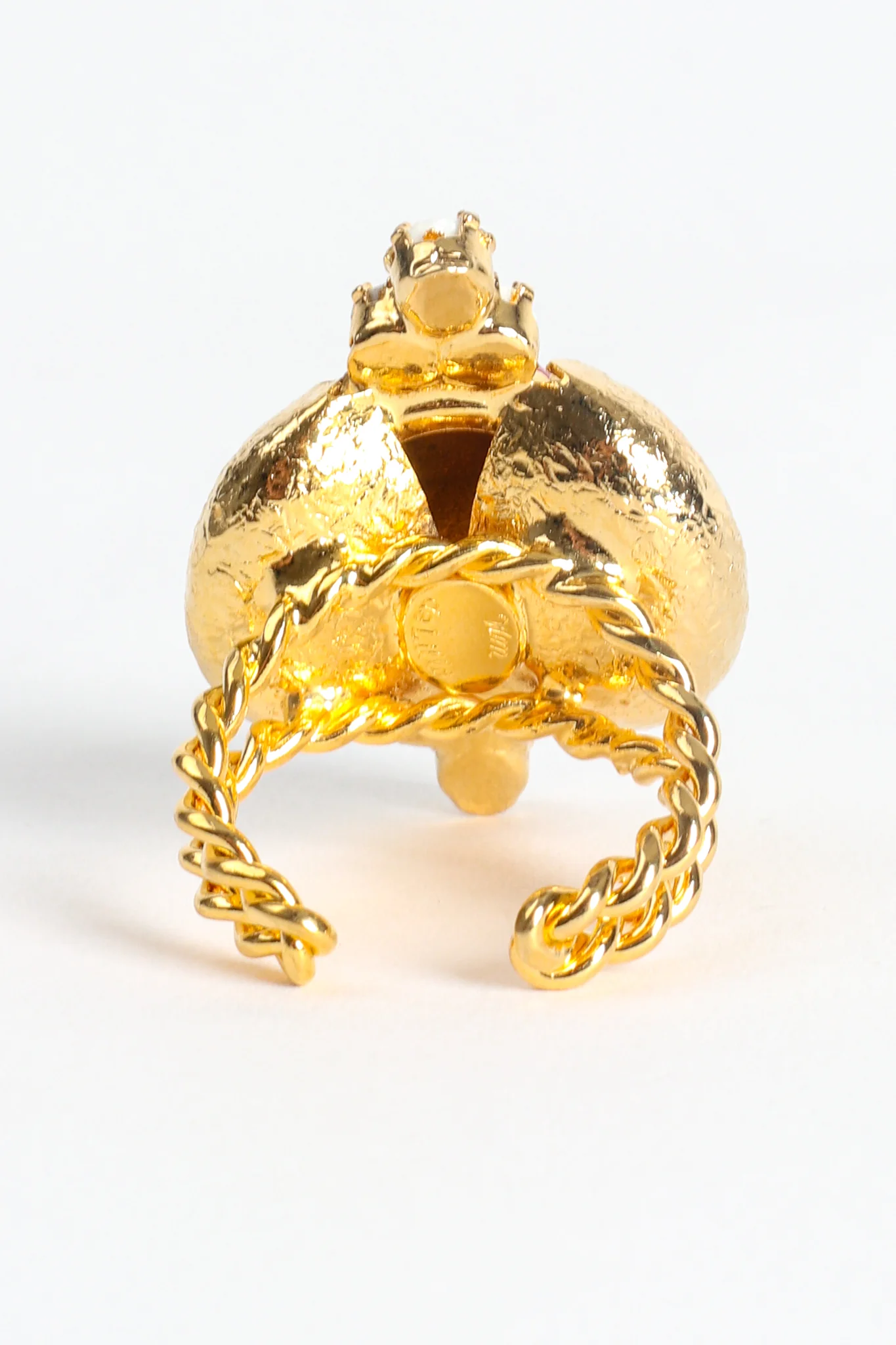 Red Coral Scarab Cabochon Cocktail Ring - Image 5