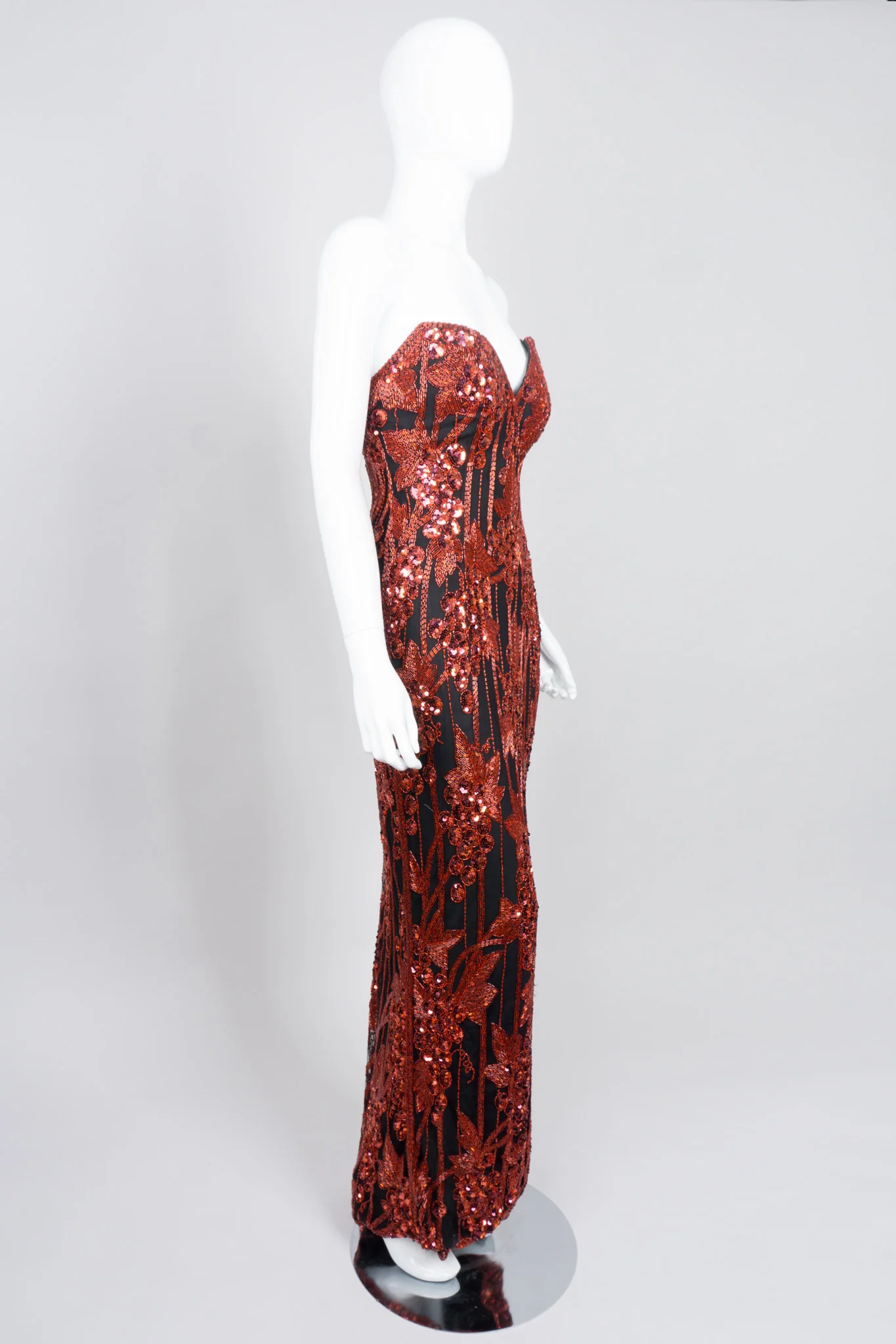 Red Grapes Beaded Gown