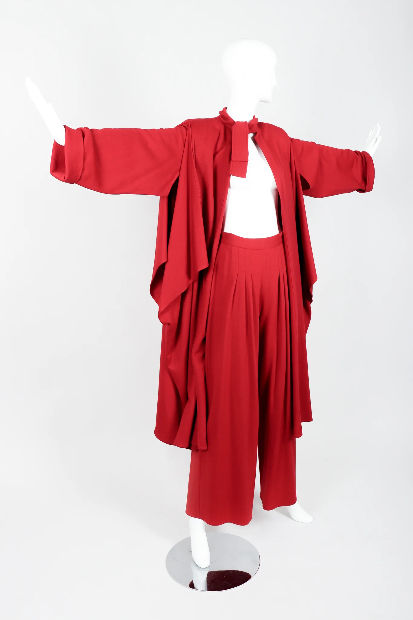 Red Knit Cape Coat & Pant Set - Image 5