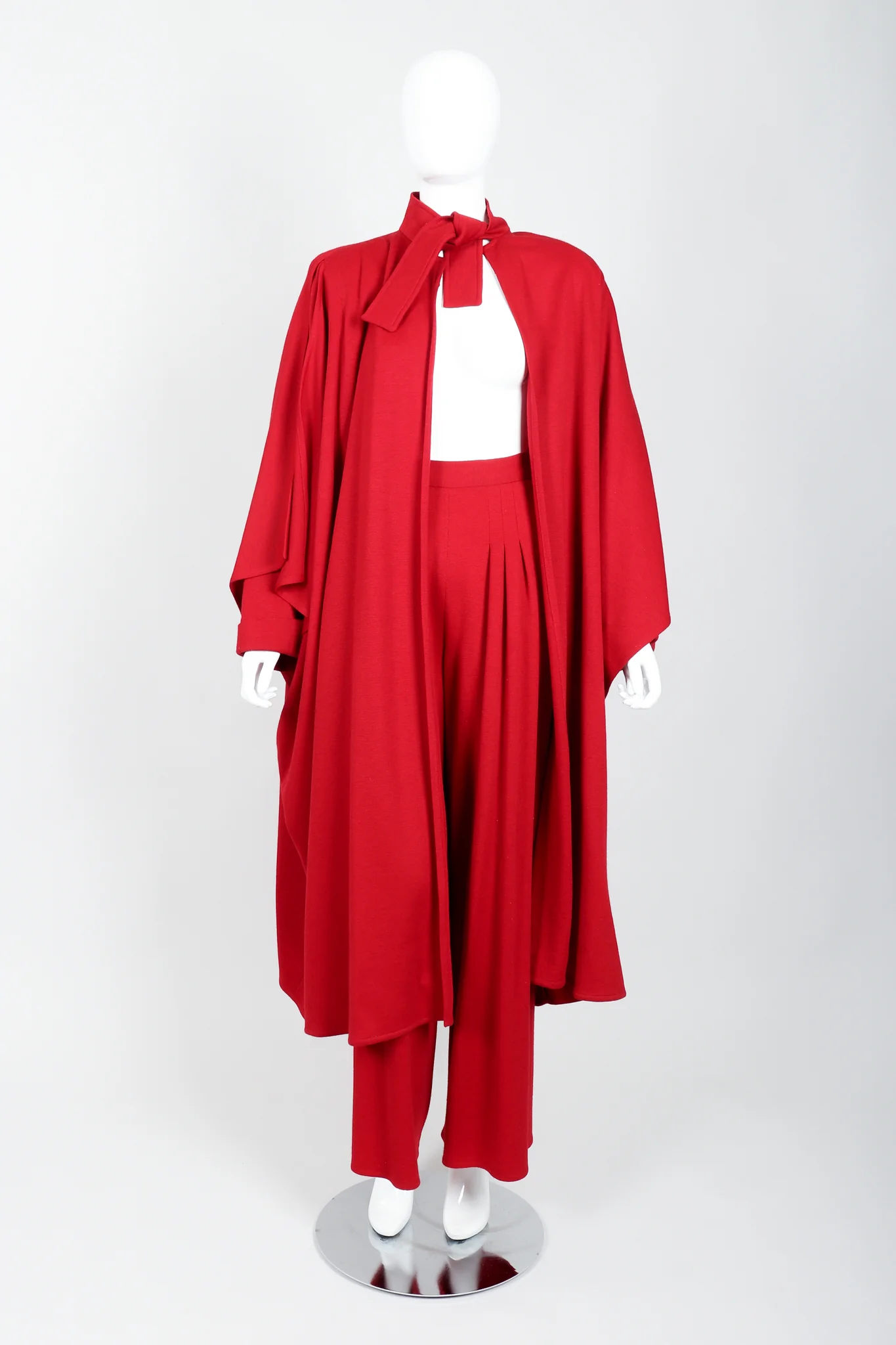Red Knit Cape Coat & Pant Set - Image 6
