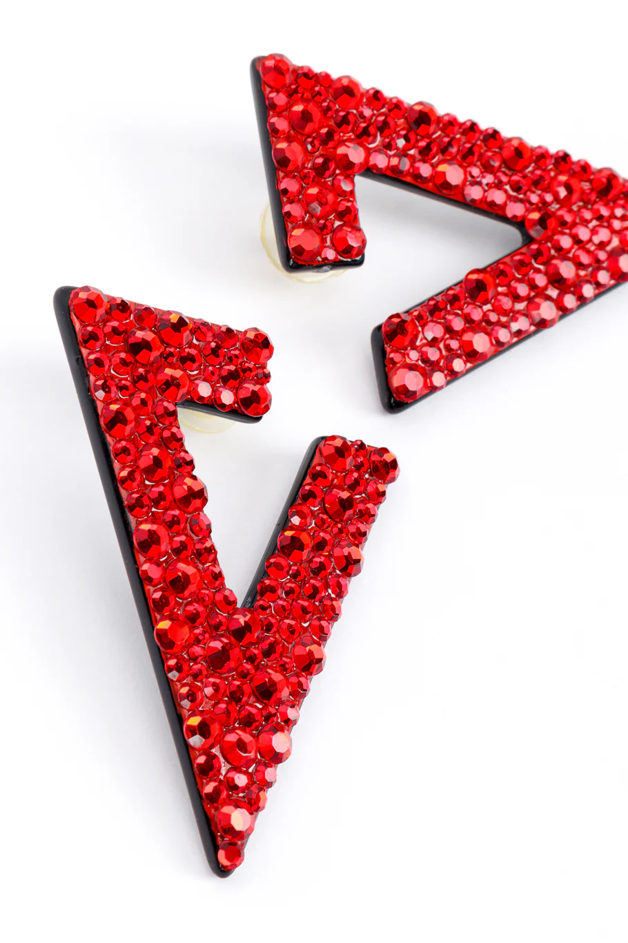 Red Rhinestone Split Triangle Earrings - Image 4