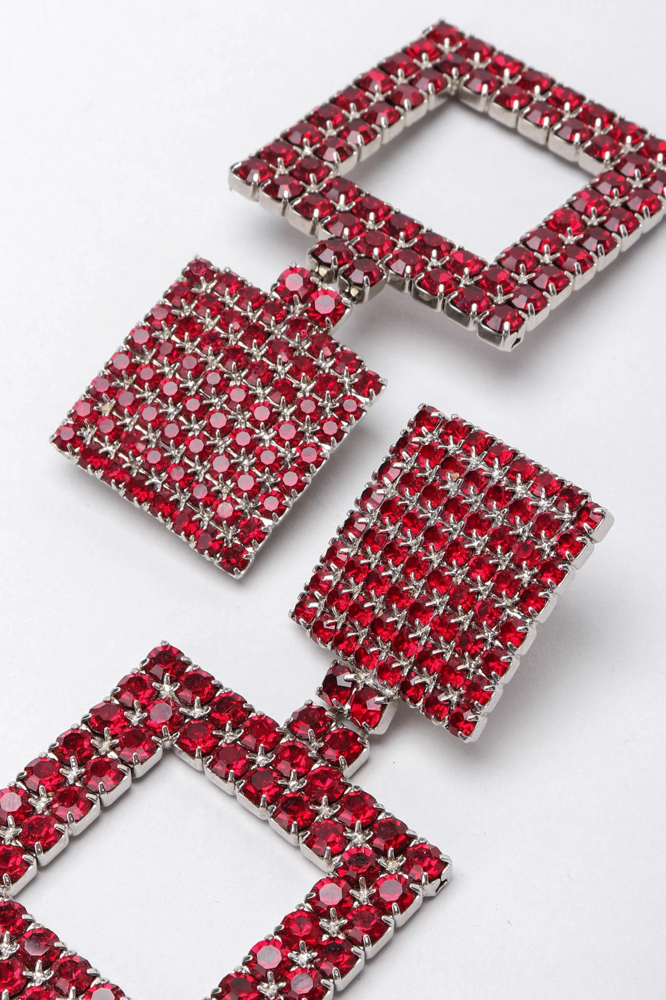 Red Rhinestone Square Earrings