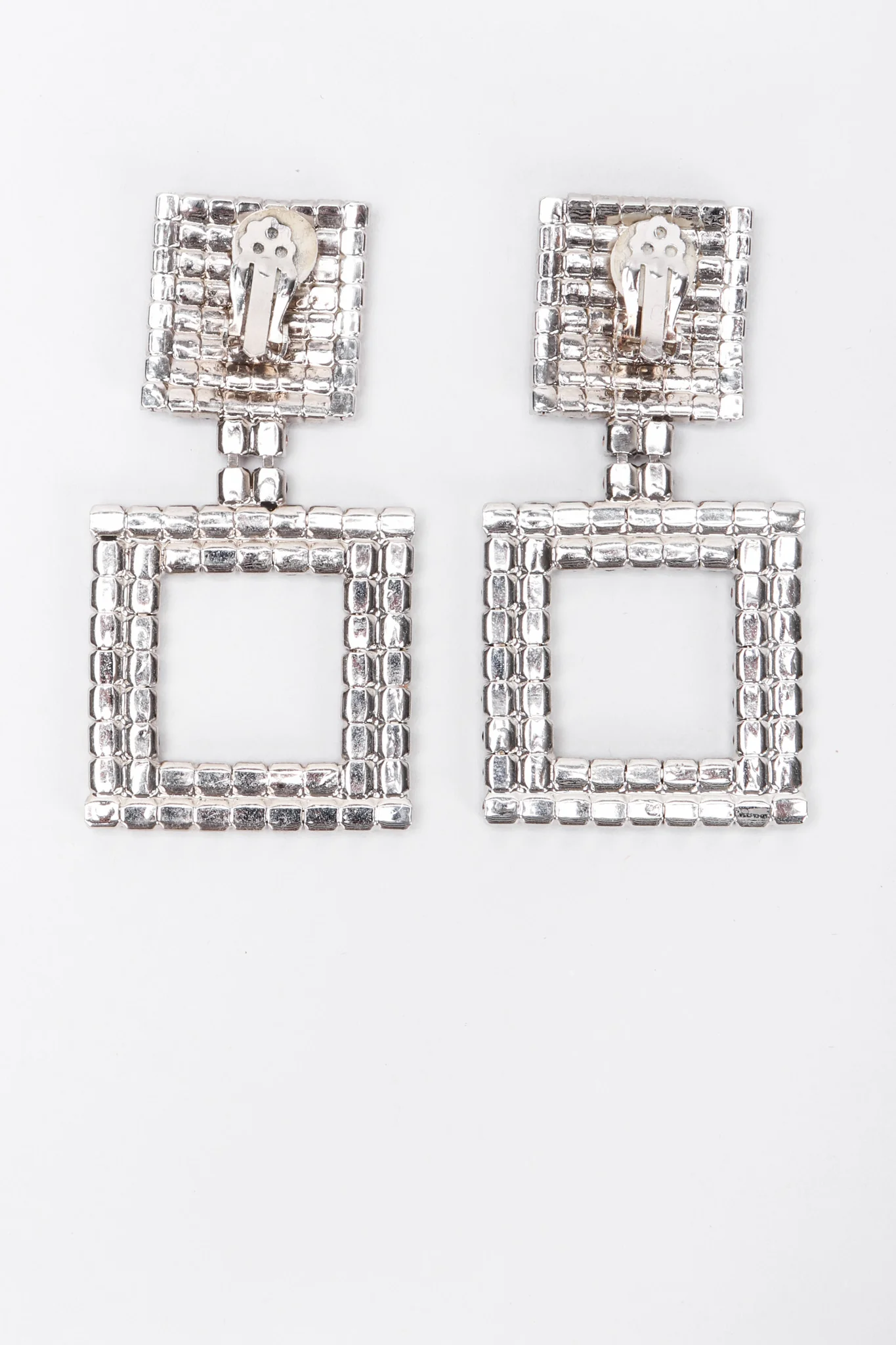 Red Rhinestone Square Earrings - Image 7