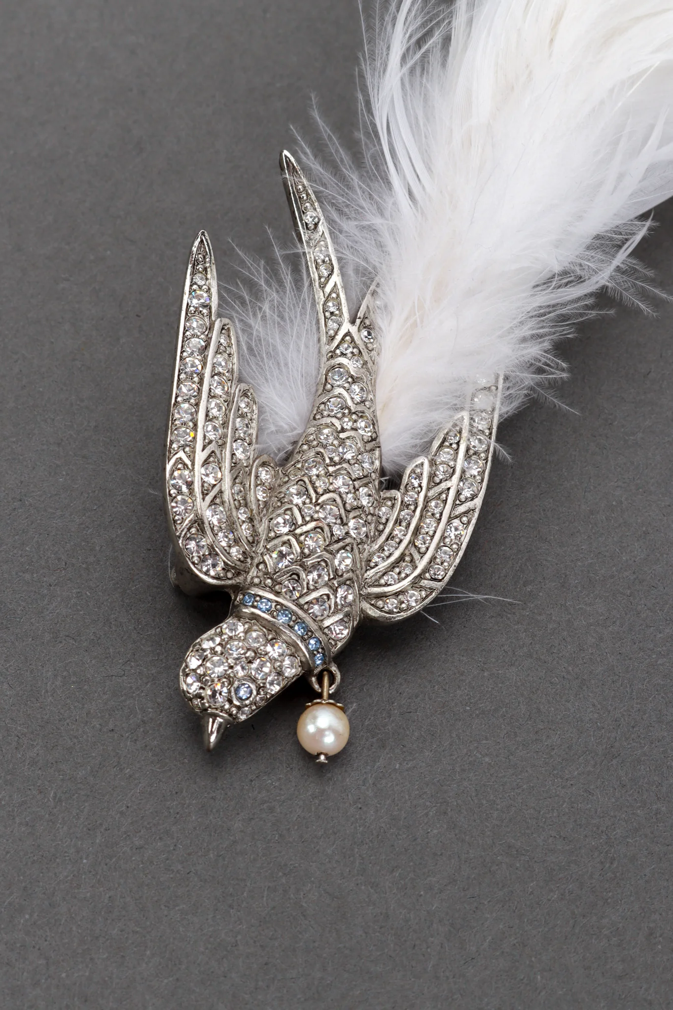 Rhinestone Bird Feather Brooch - Image 2