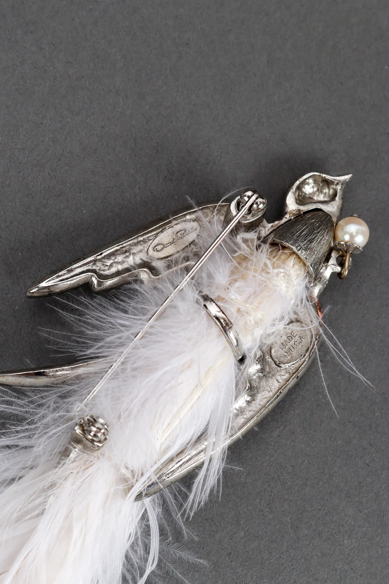 Rhinestone Bird Feather Brooch - Image 6