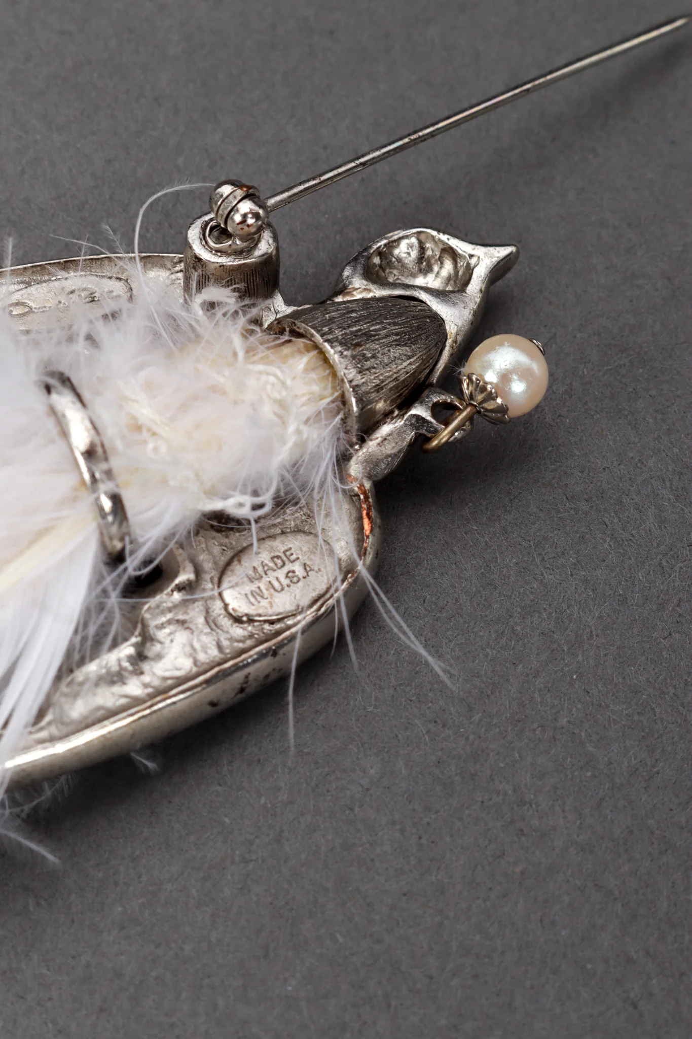 Rhinestone Bird Feather Brooch - Image 7