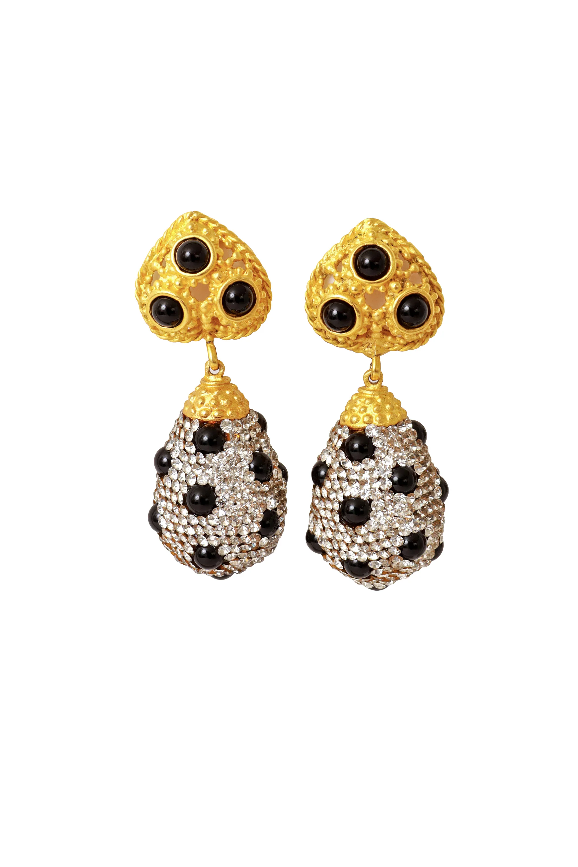 Rhinestone Cabochon Egg Drop Earrings