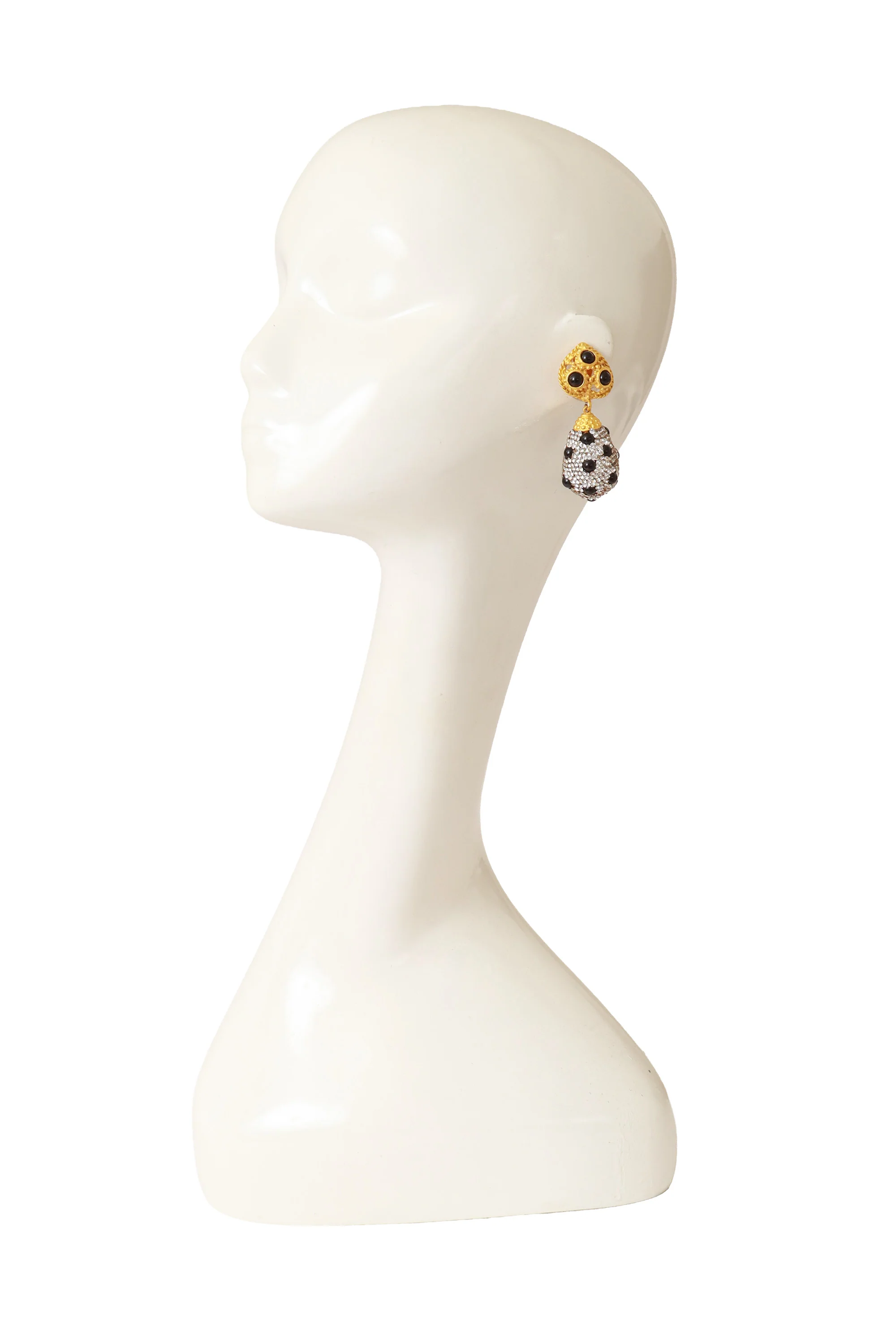 Rhinestone Cabochon Egg Drop Earrings - Image 2