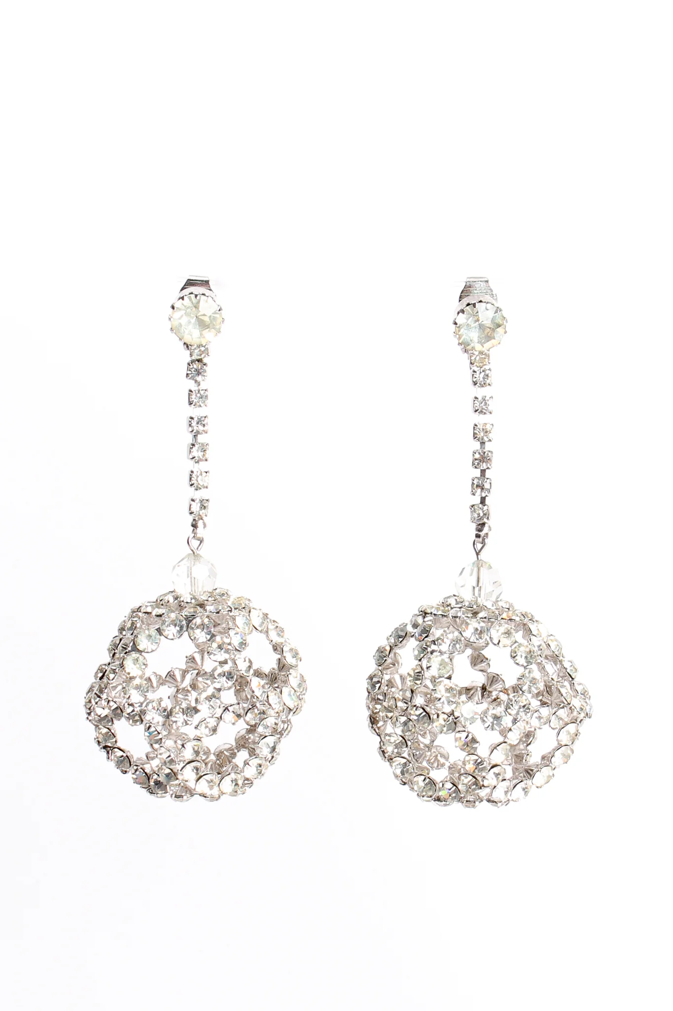 Rhinestone Cage Ball Drop Earrings