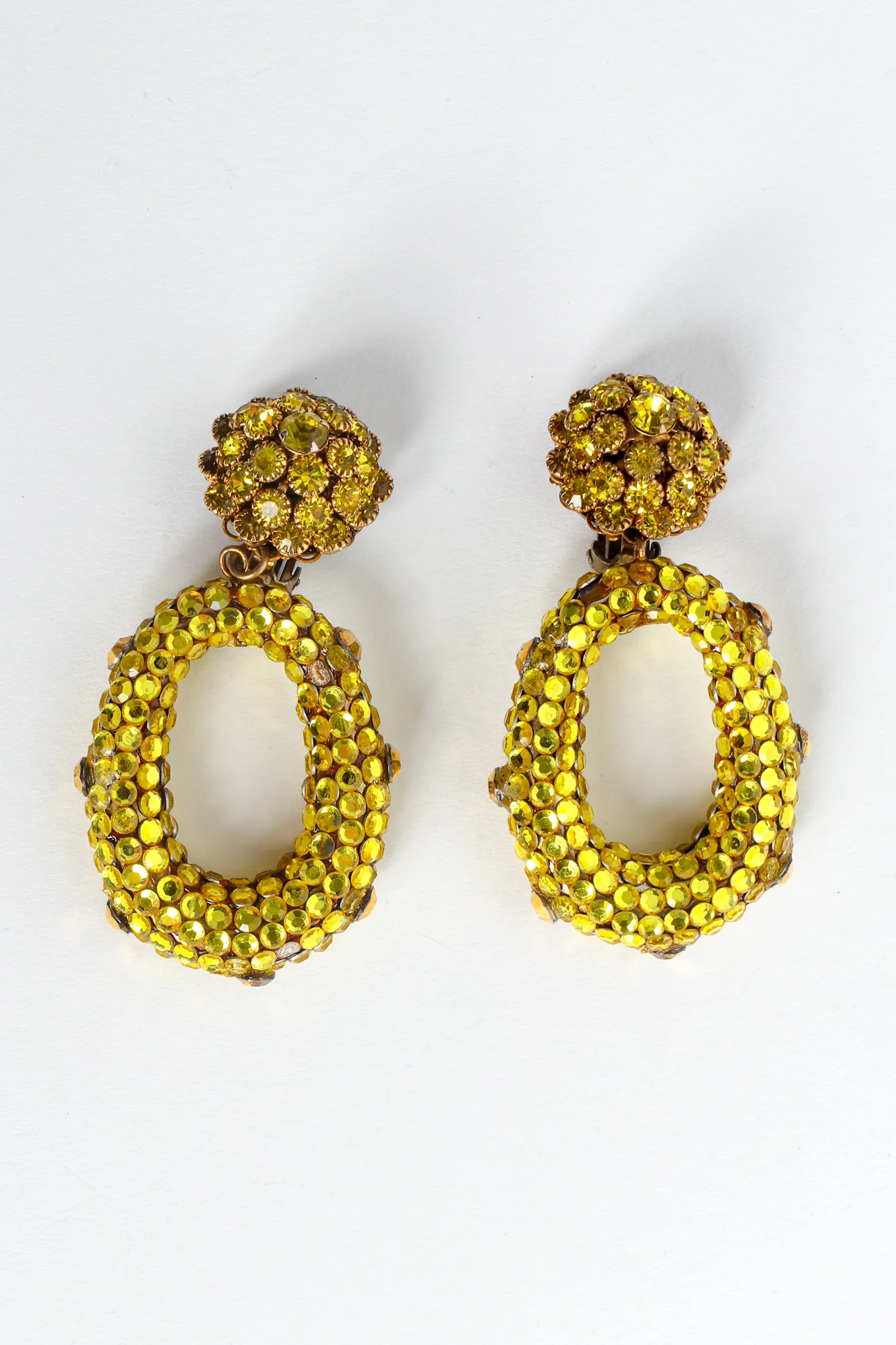 Chartreuse Rhinestone Hoop Earrings