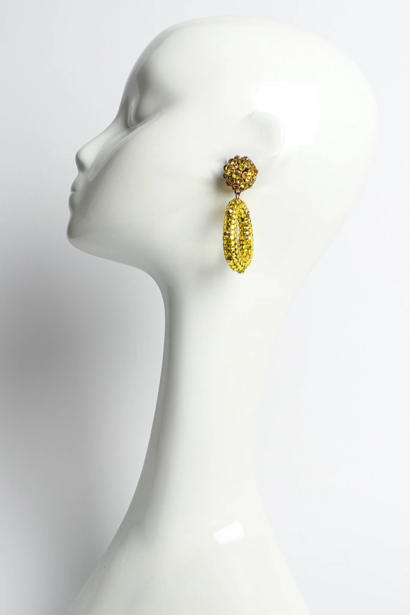 Chartreuse Rhinestone Hoop Earrings - Image 2