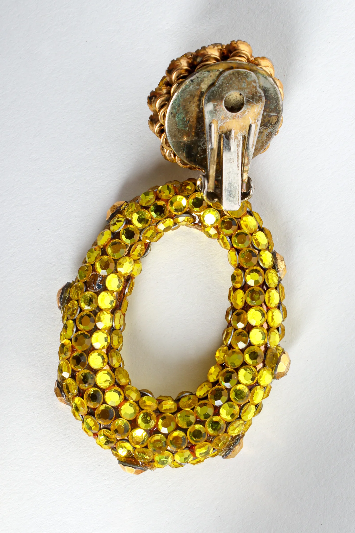 Chartreuse Rhinestone Hoop Earrings - Image 5