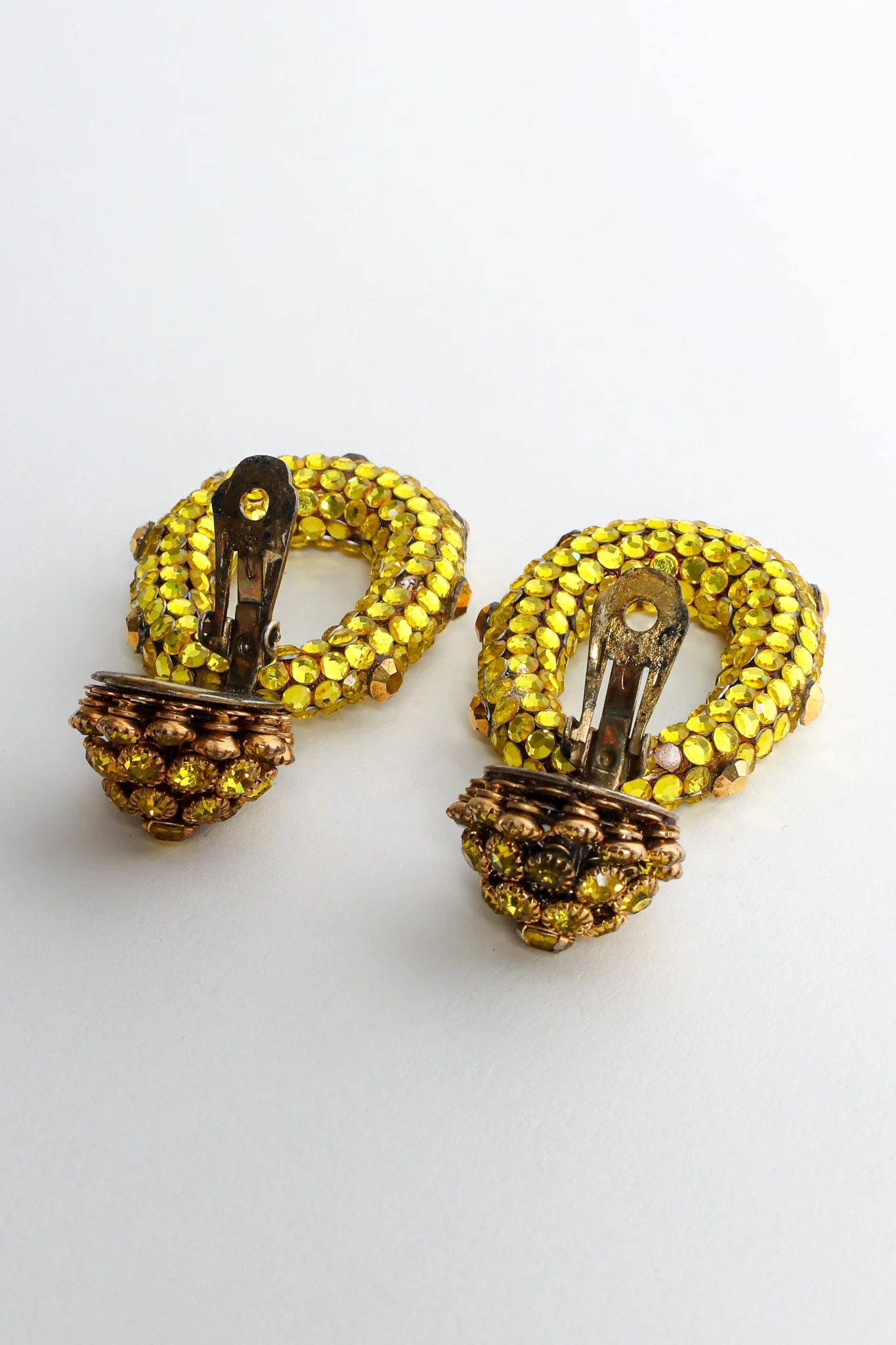 Chartreuse Rhinestone Hoop Earrings - Image 6