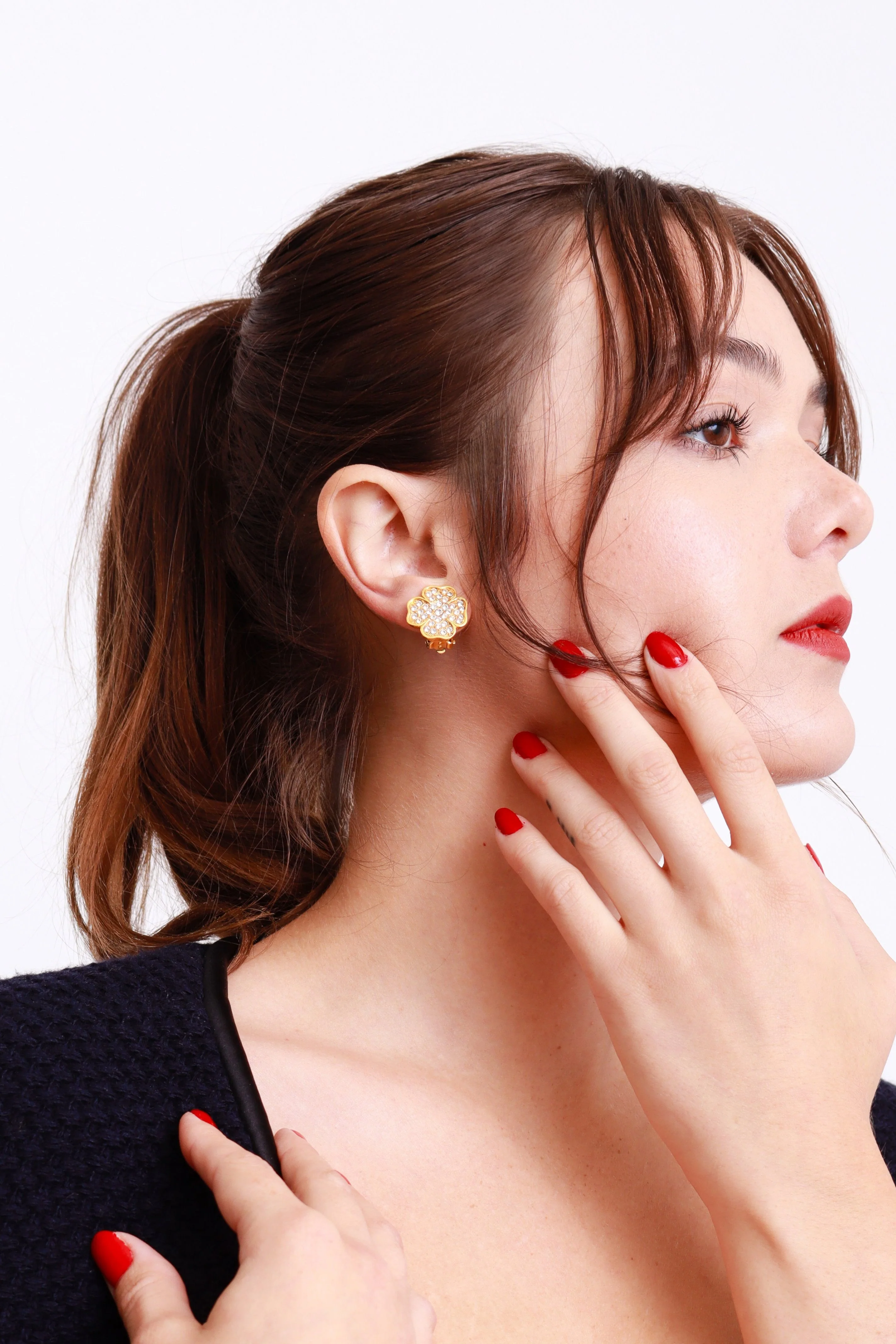 Rhinestone Clover Earrings - Image 2